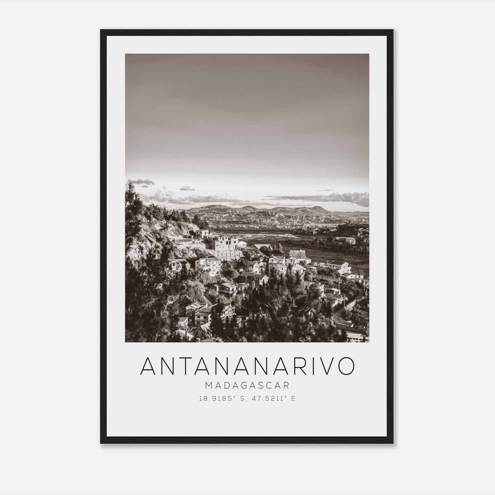 Antananarivo Madagascar Travel Photo Poster BW, Antananarivo Travel Print, Minimalist Travel Poster Print