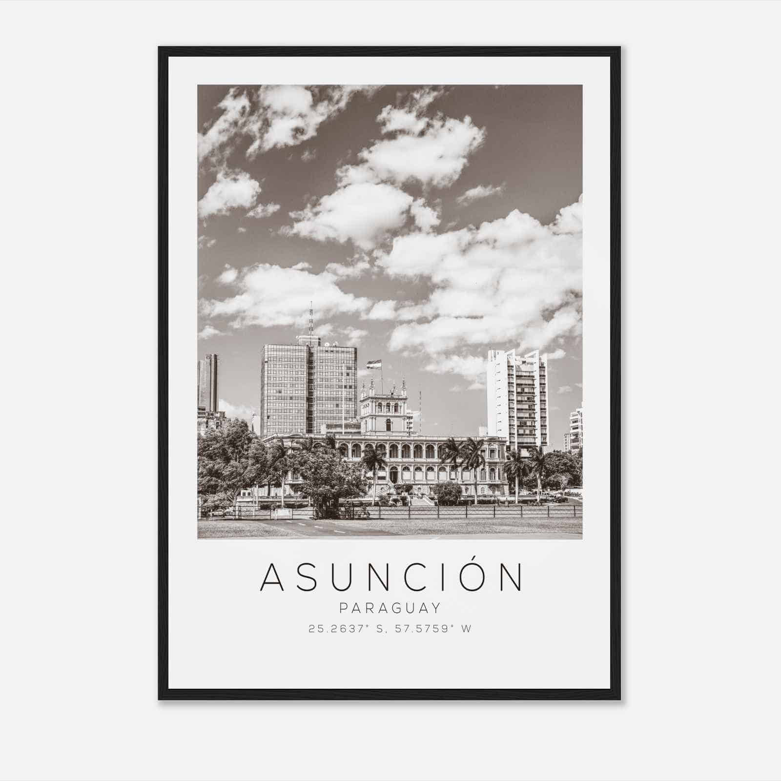 Asuncion Paraguay Travel Photo Poster BW, Asuncion Travel Print, Minimalist Travel Poster Print