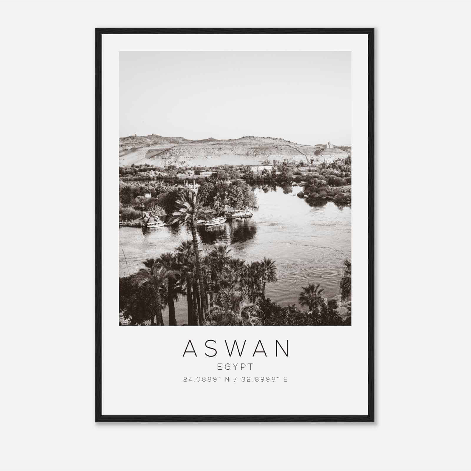 Aswan Egypt Travel Photo Poster BW, Aswan Travel Print, Minimalist Travel Poster Print
