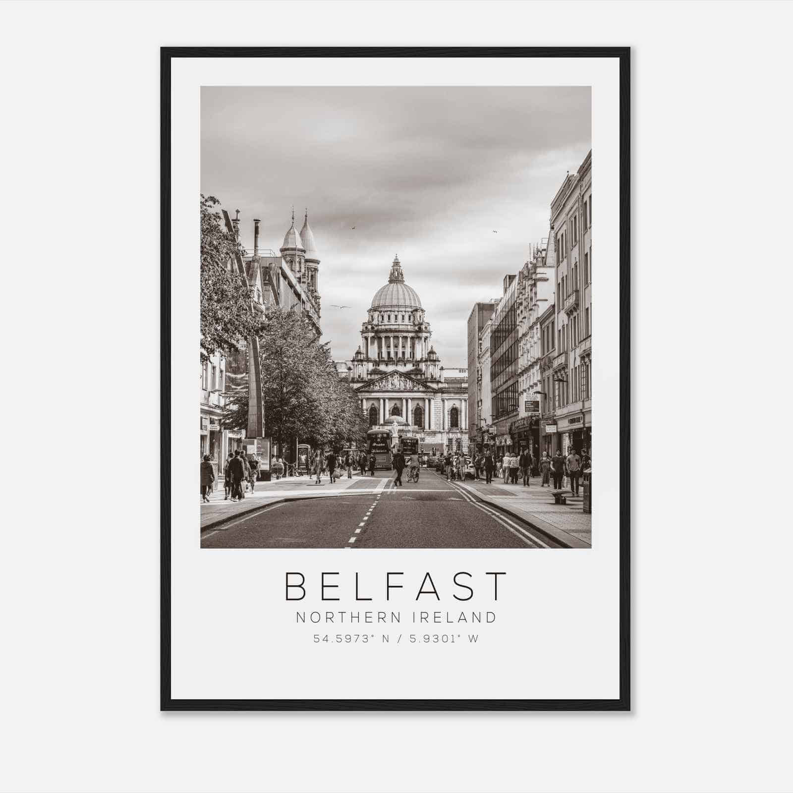 Belfast Northern Ireland Travel Photo Poster BW, Belfast Travel Print, Minimalist Travel Poster Print