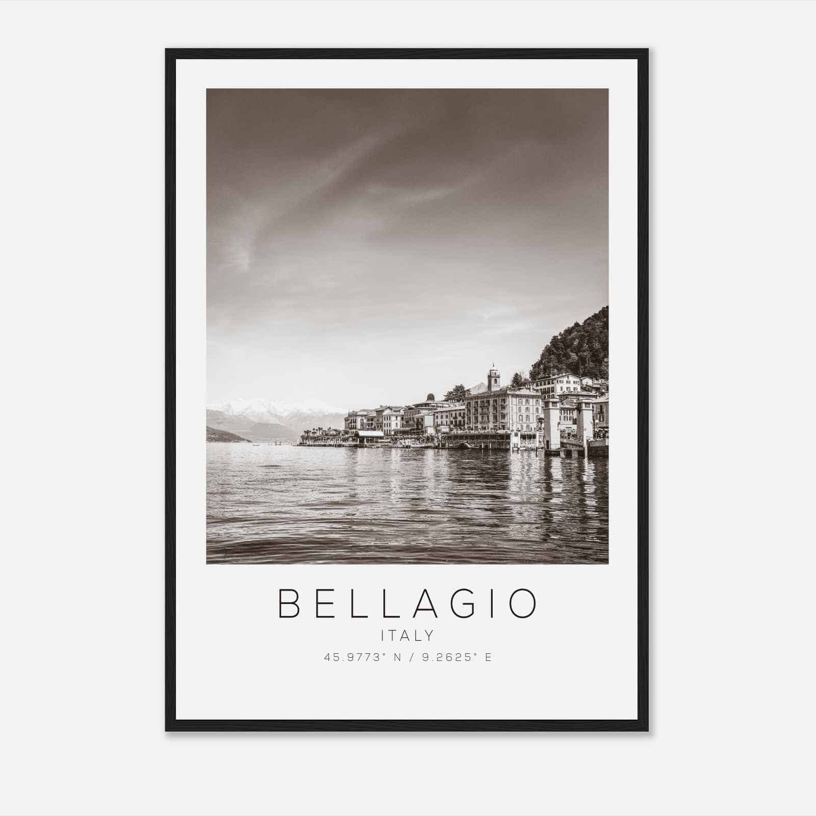 Bellagio Italy Travel Photo Poster BW, Bellagio Travel Print, Minimalist Travel Poster Print
