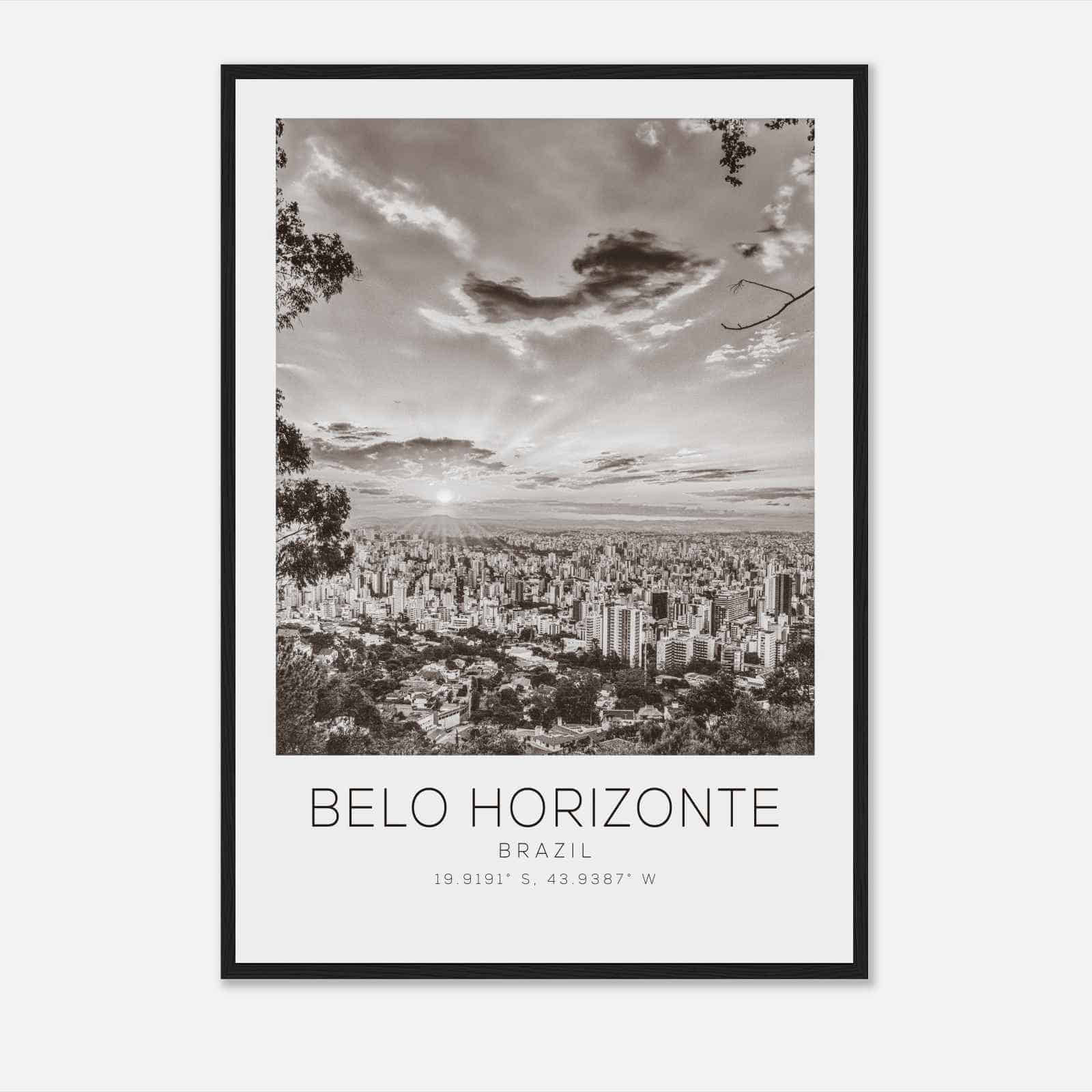 Belo Horizonte Brazil Travel Photo Poster BW, Belo Horizonte Travel Print, Minimalist Travel Poster Print