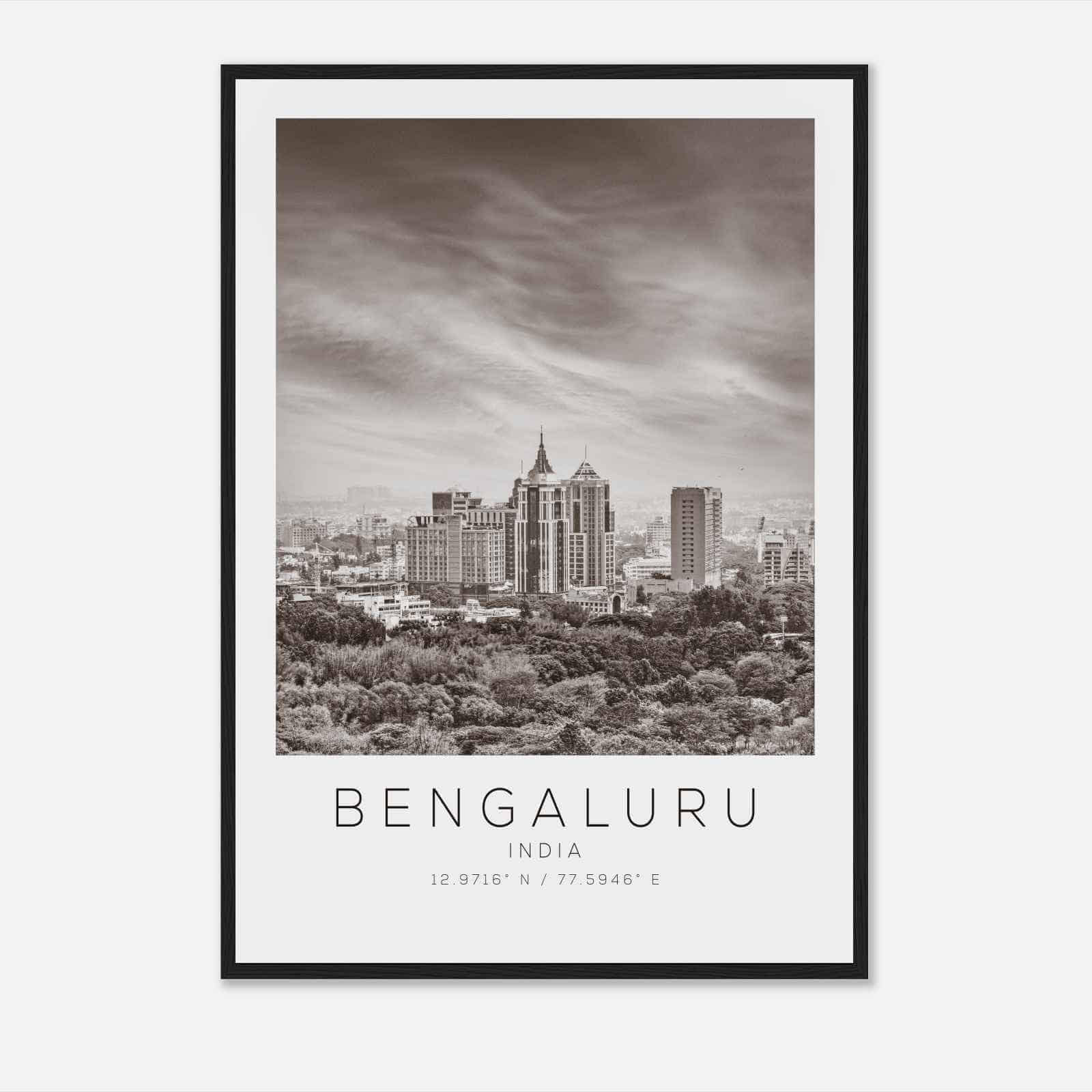 Bengaluru India Travel Photo Poster BW, Bengaluru Travel Print, Minimalist Travel Poster Print