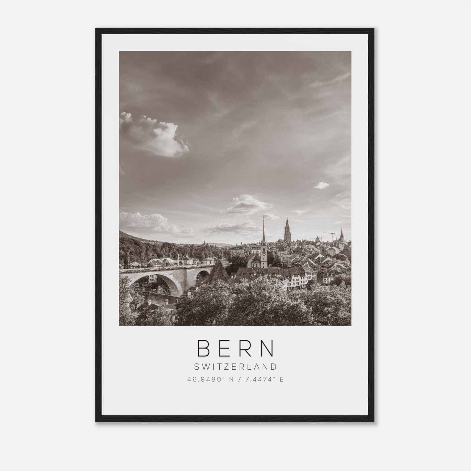 Bern Switzerland Travel Photo Poster BW, Bern Travel Print, Minimalist Travel Poster Print