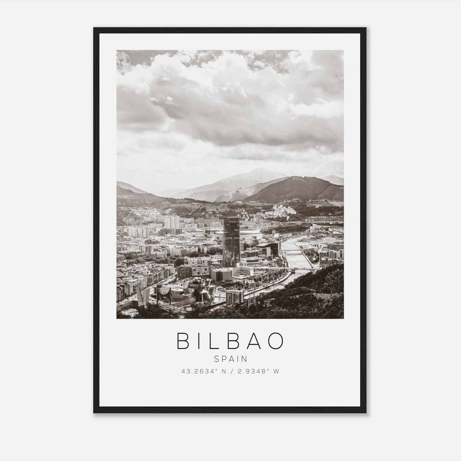 Bilbao Spain Travel Photo Poster BW, Bilbao Travel Print, Minimalist Travel Poster Print