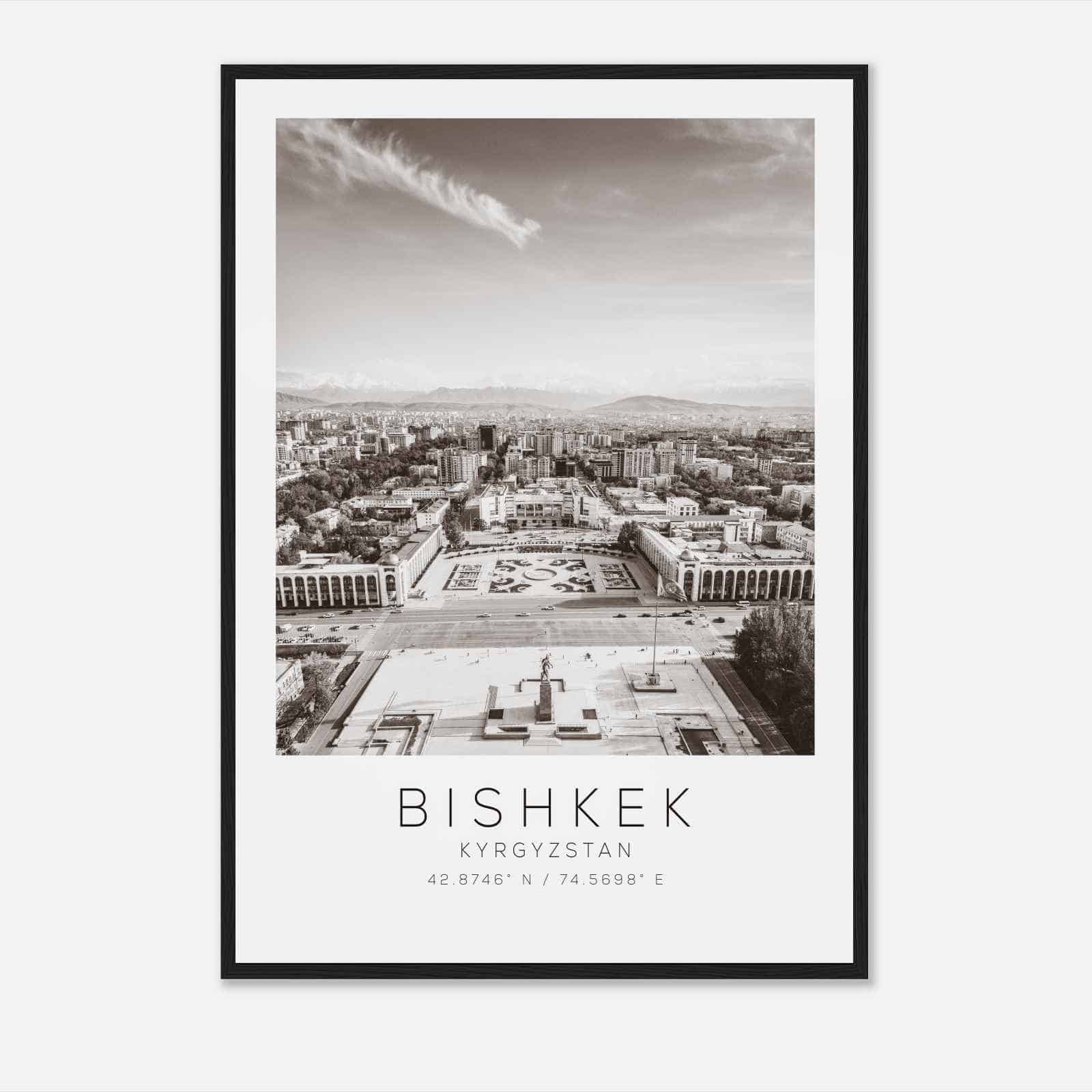 Bishkek Kyrgyzstan Travel Photo Poster BW, Bishkek Travel Print, Minimalist Travel Poster Print