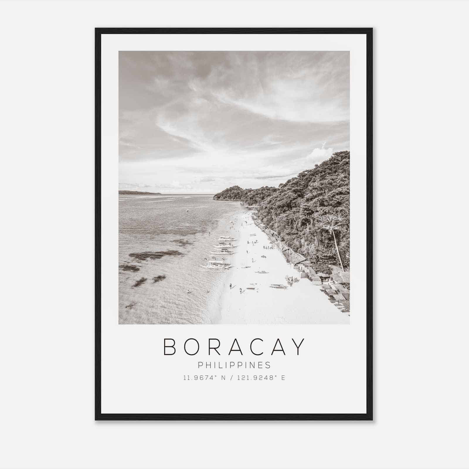 Boracay Philippines Travel Photo Poster BW, Boracay Travel Print, Minimalist Travel Poster Print