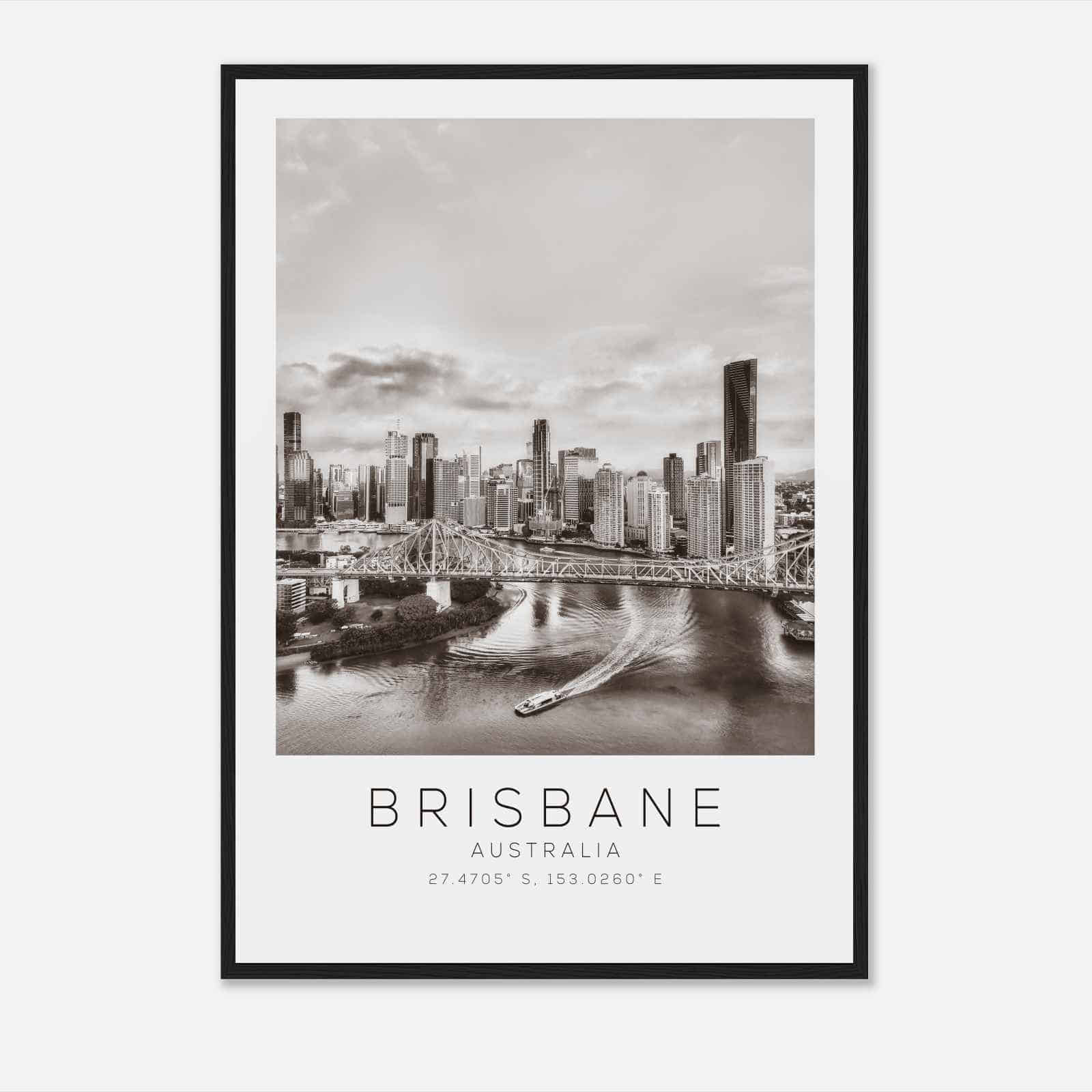 BRISBANE Australia Travel Photo Poster BW, BRISBANE Travel Print, Minimalist Travel Poster Print DS2