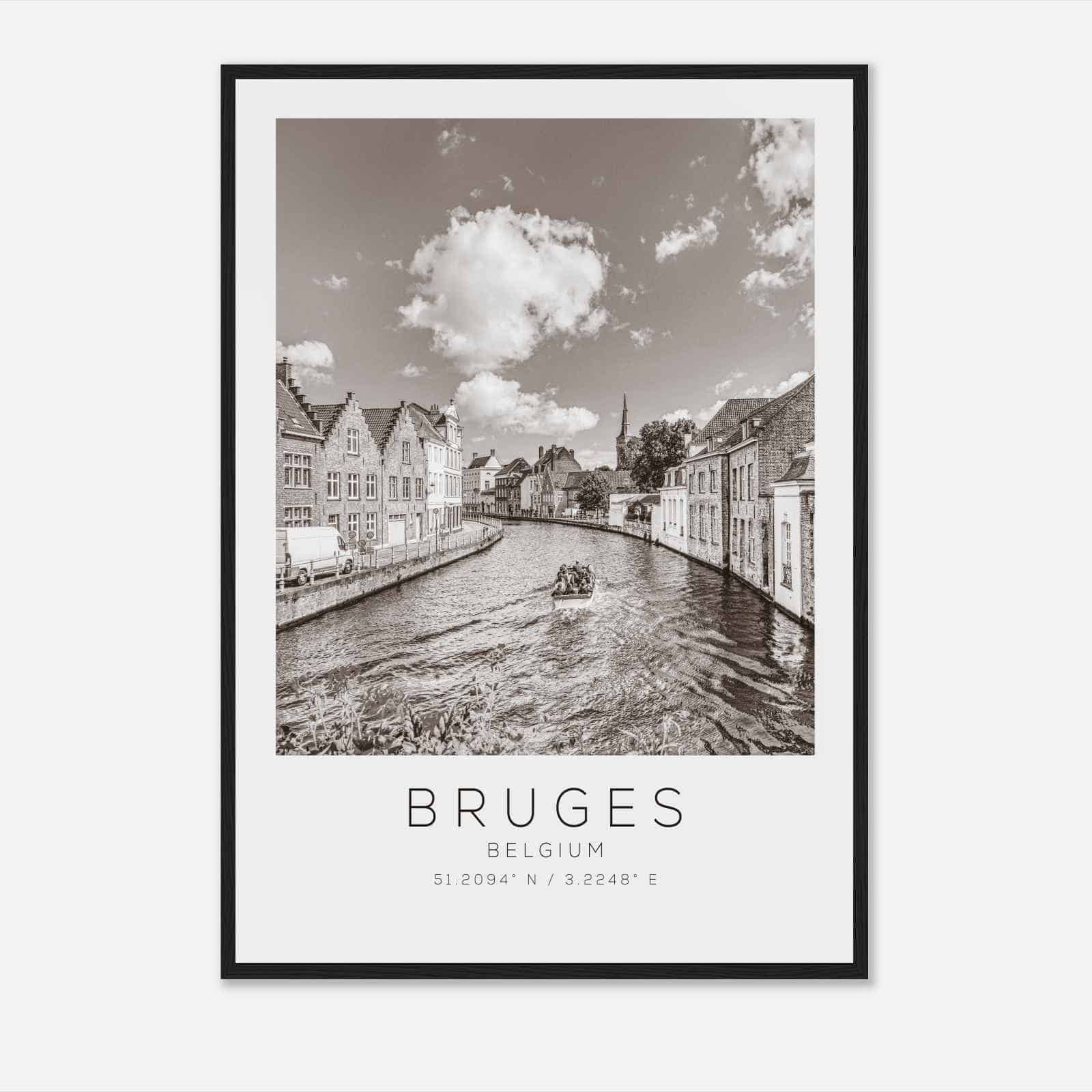 Bruges Belgium Travel Photo Poster BW, Bruges Travel Print, Minimalist Travel Poster Print DS2