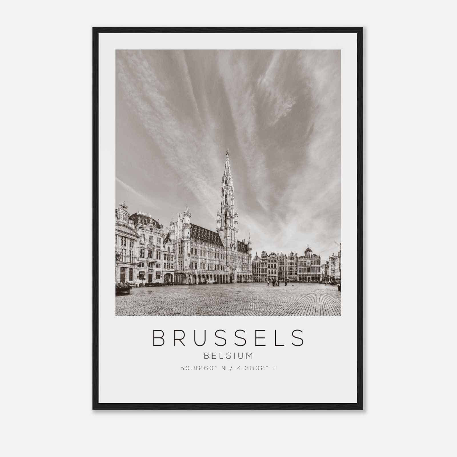 Brussels Belgium Travel Photo Poster BW, Brussels Travel Print, Minimalist Travel Poster Print