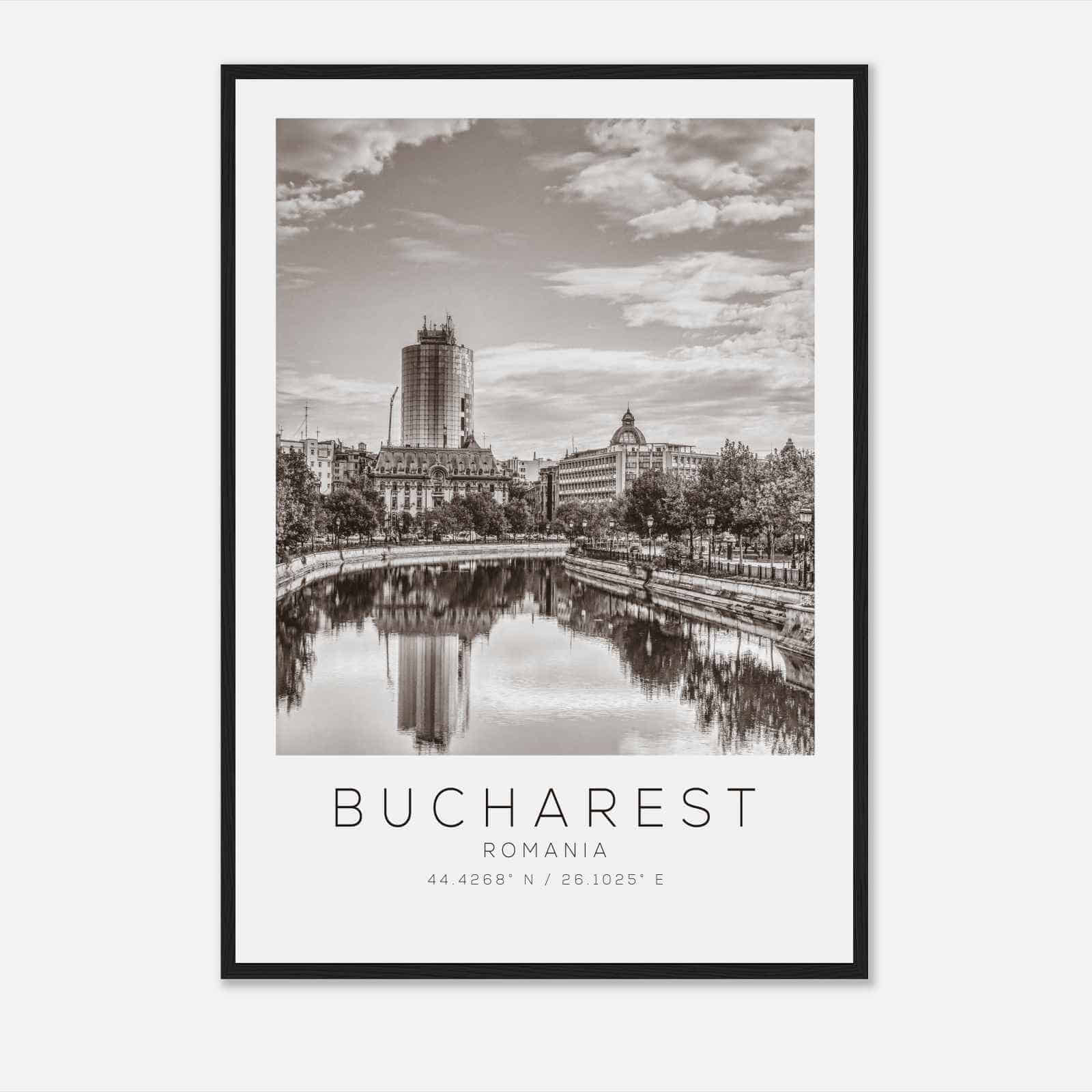 Bucharest Romania Travel Photo Poster BW, Bucharest Travel Print, Minimalist Travel Poster Print
