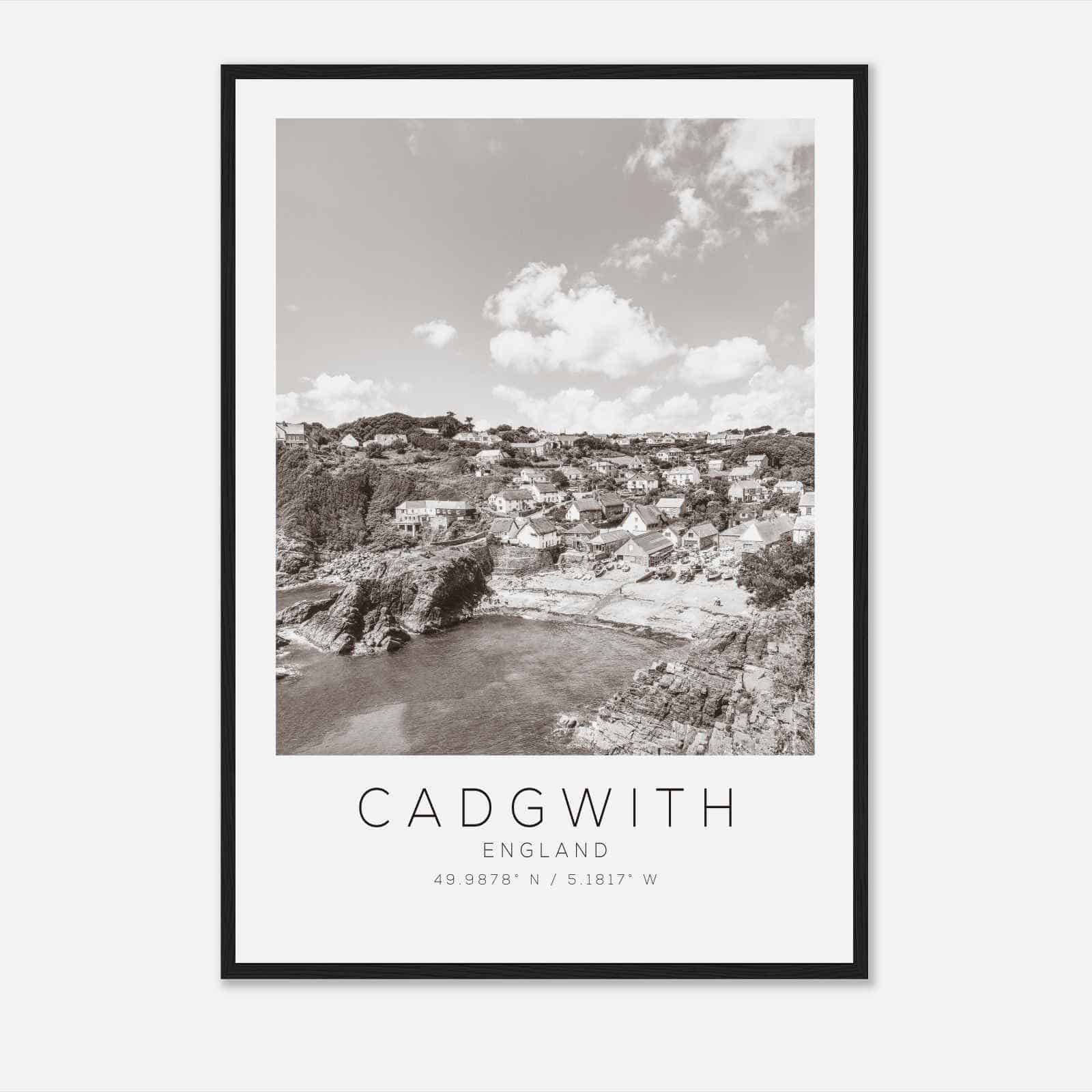 Cadgwith England Travel Photo Poster BW, Cadgwith Travel Print, Minimalist Travel Poster Print