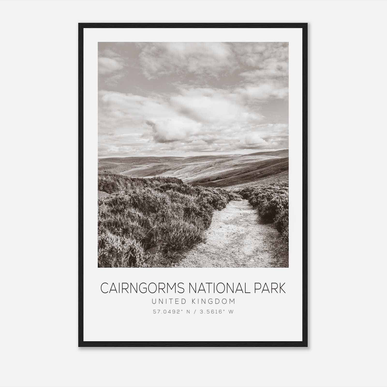 Cairngorms National Park Scotland Travel Photo Poster BW, Cairngorms National Park Travel Print, Minimalist Travel Poster Print
