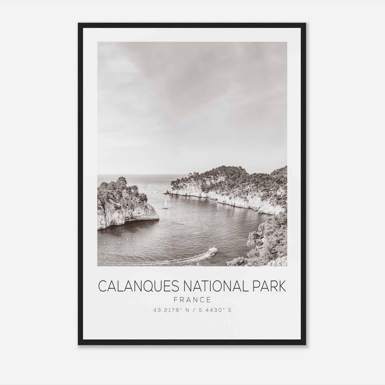 Calanques National Park France Travel Photo Poster BW, Calanques National Park Travel Print, Minimalist Travel Poster Print