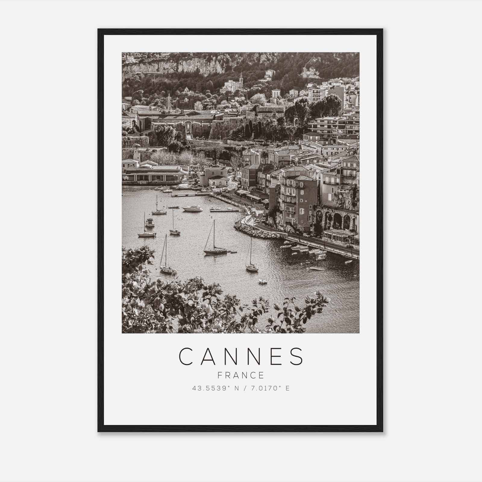 Cannes France Travel Photo Poster BW, Cannes Travel Print, Minimalist Travel Poster Print