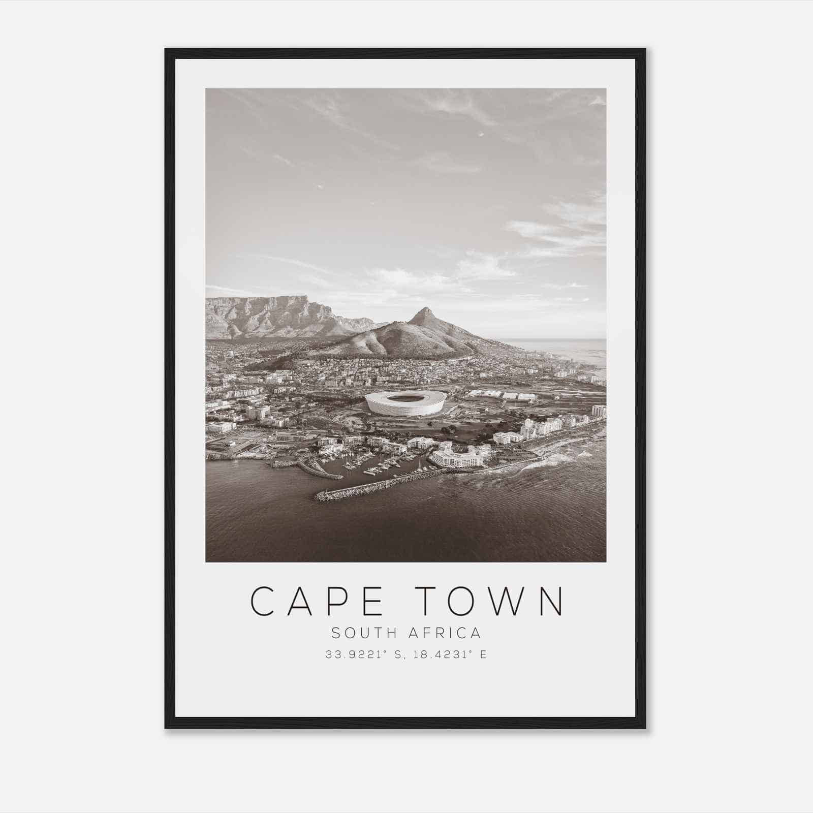 Cape Town South Africa Travel Photo Poster BW, Cape Town Travel Print, Minimalist Travel Poster Print DS2