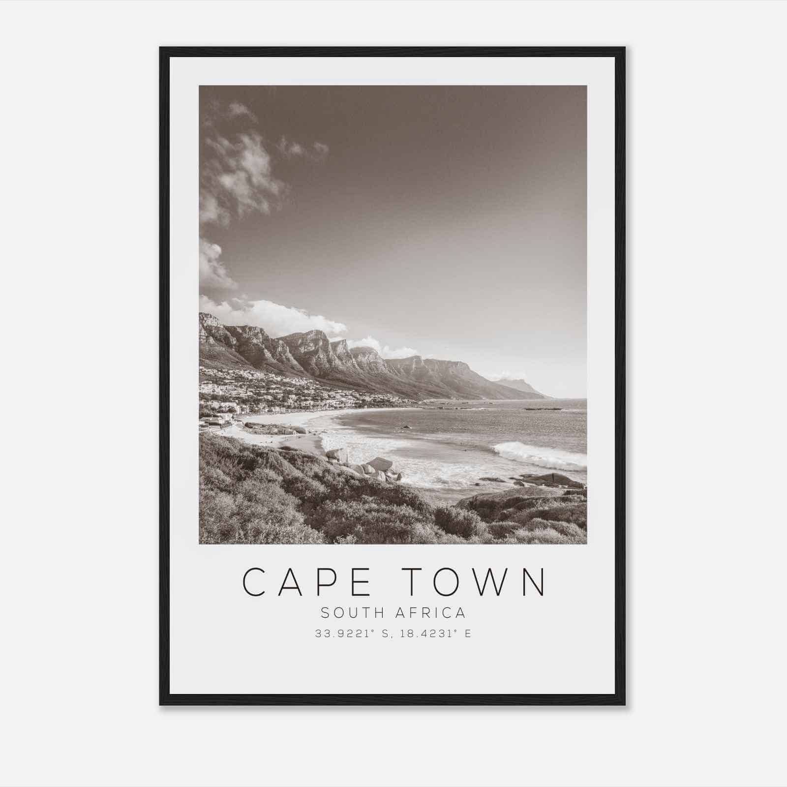 Cape Town South Africa Travel Photo Poster BW, Cape Town Travel Print, Minimalist Travel Poster Print