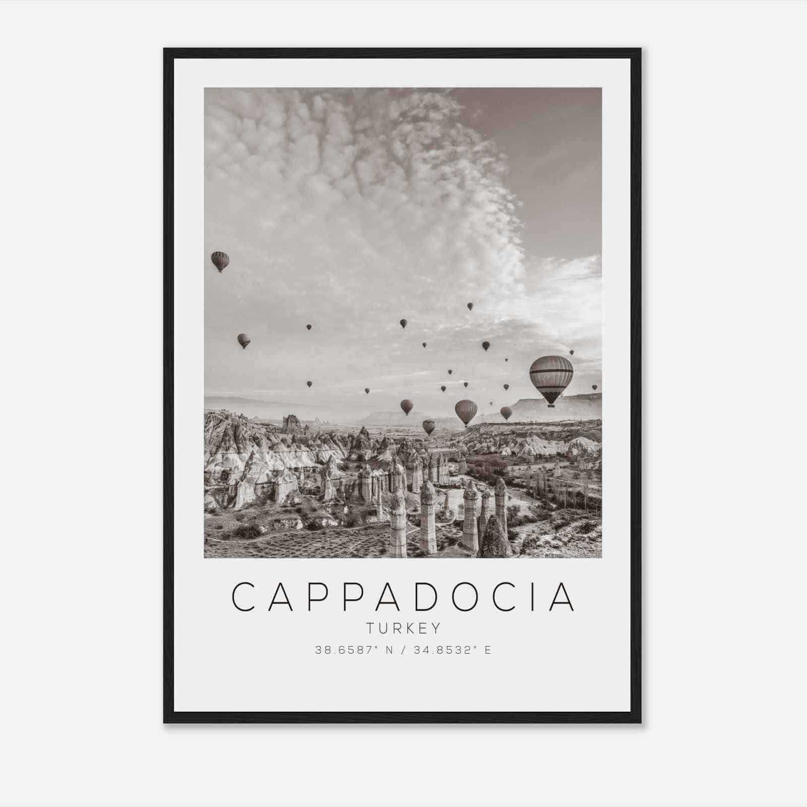 Cappadocia Turkey Travel Photo Poster BW, Cappadocia Travel Print, Minimalist Travel Poster Print DS2