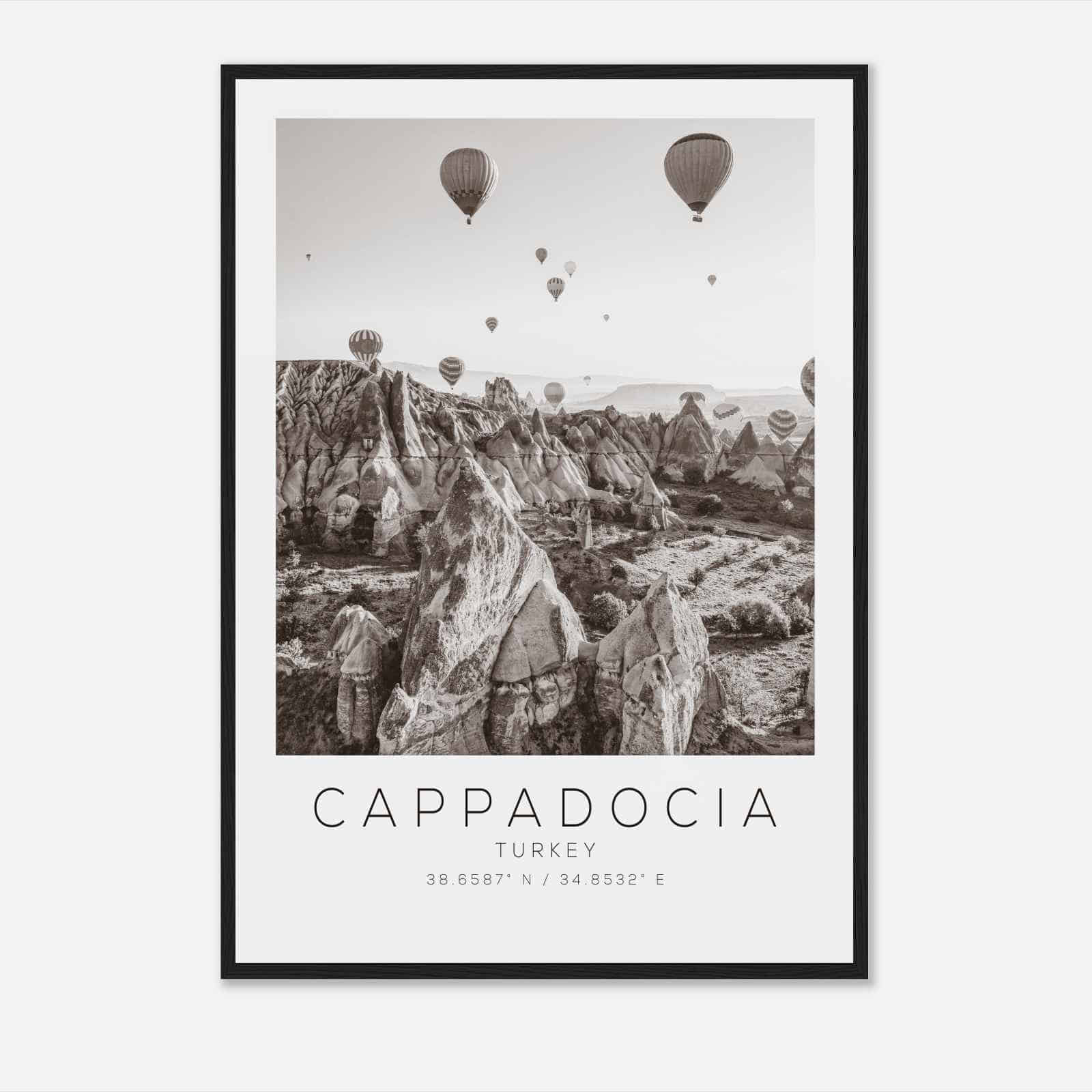 Cappadocia Turkey Travel Photo Poster BW, Cappadocia Travel Print, Minimalist Travel Poster Print