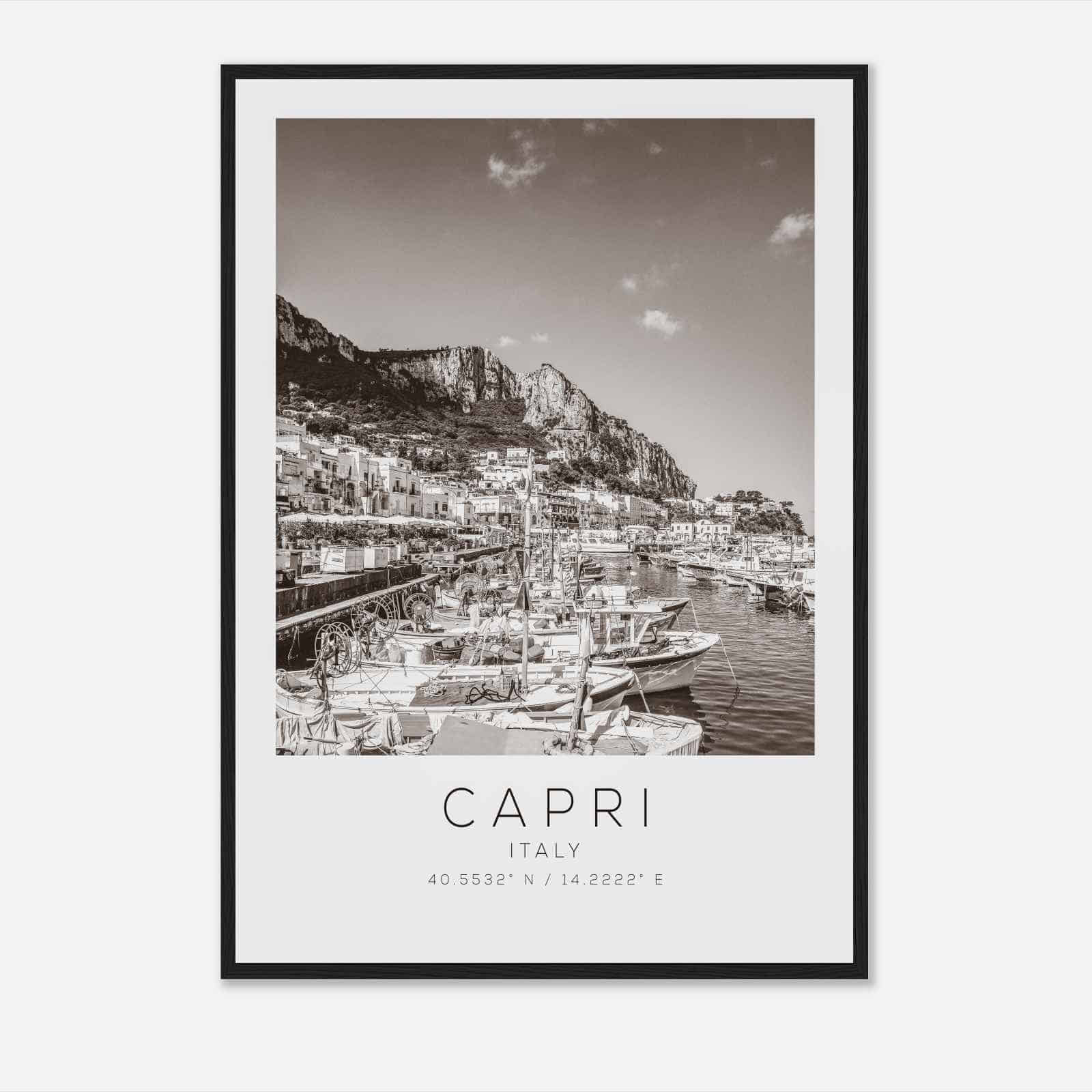 Capri Italy Travel Photo Poster BW, Capri Travel Print, Minimalist Travel Poster Print