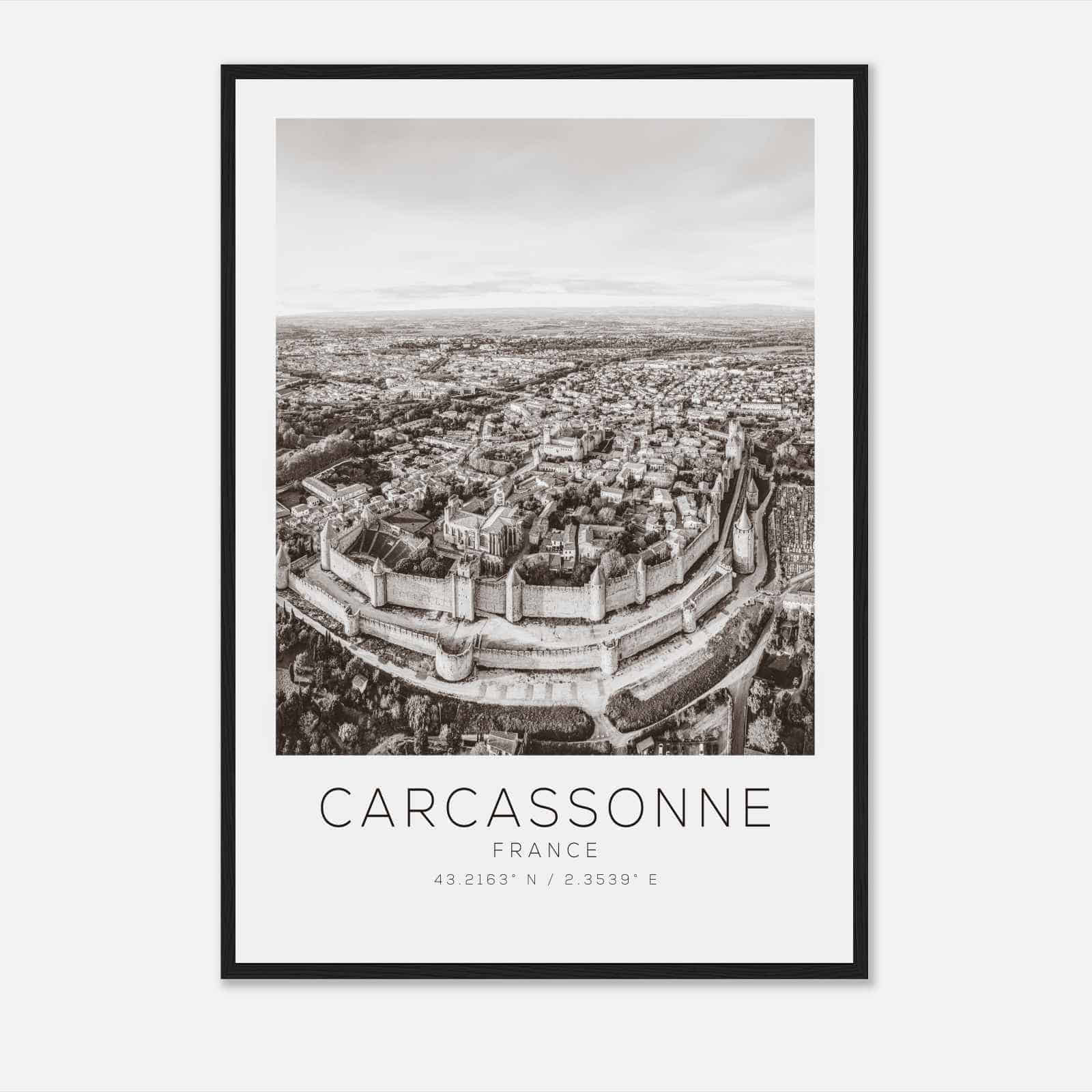 Carcassonne France Travel Photo Poster BW, Carcassonne Travel Print, Minimalist Travel Poster Print