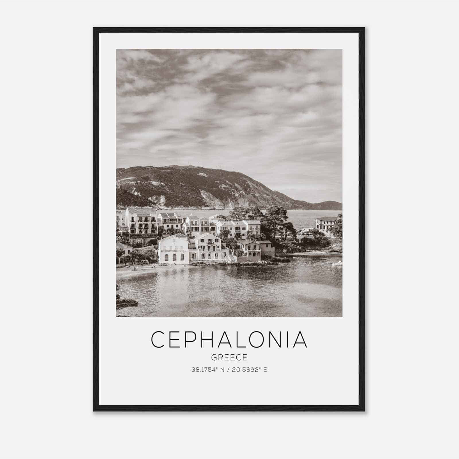 Cephalonia greece Travel Photo Poster BW, Cephalonia Travel Print, Minimalist Travel Poster Print