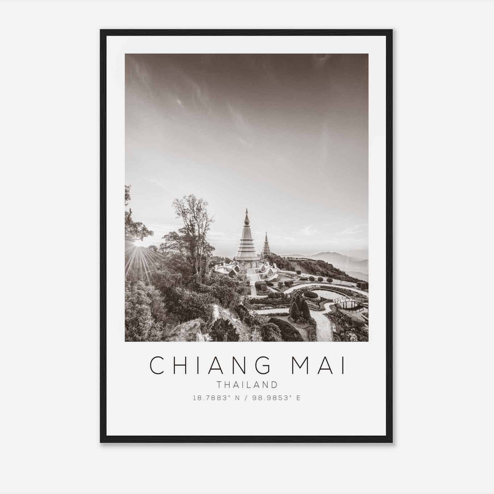Chiang Mai Thailand Travel Photo Poster BW, Chiang Mai Travel Print, Minimalist Travel Poster Print