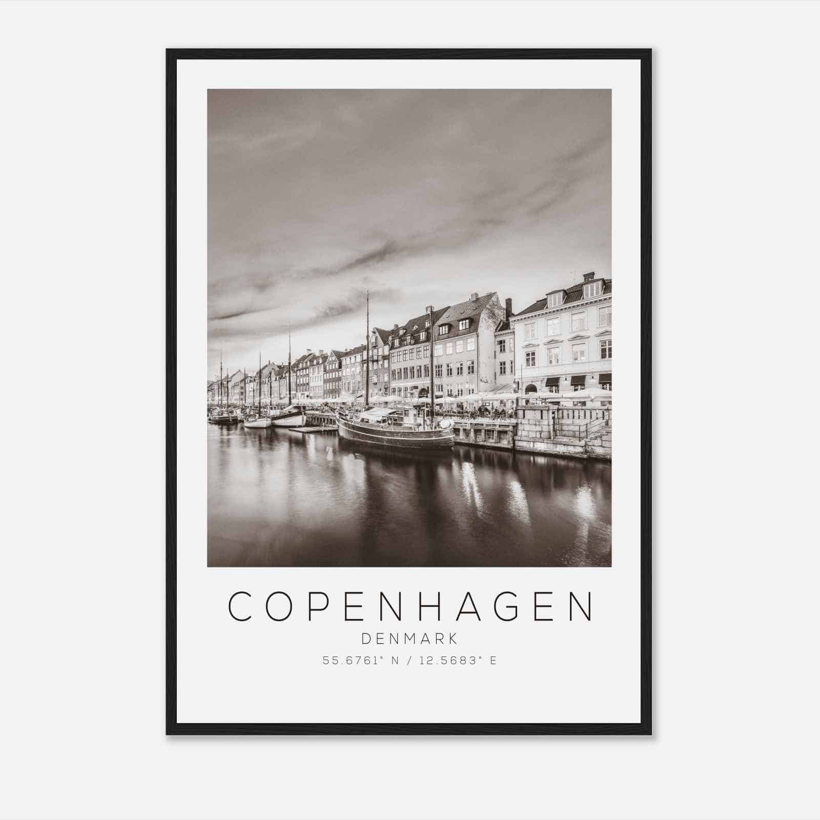 Copenhagen Denmark Travel Photo Poster BW, Copenhagen Travel Print, Minimalist Travel Poster Print
