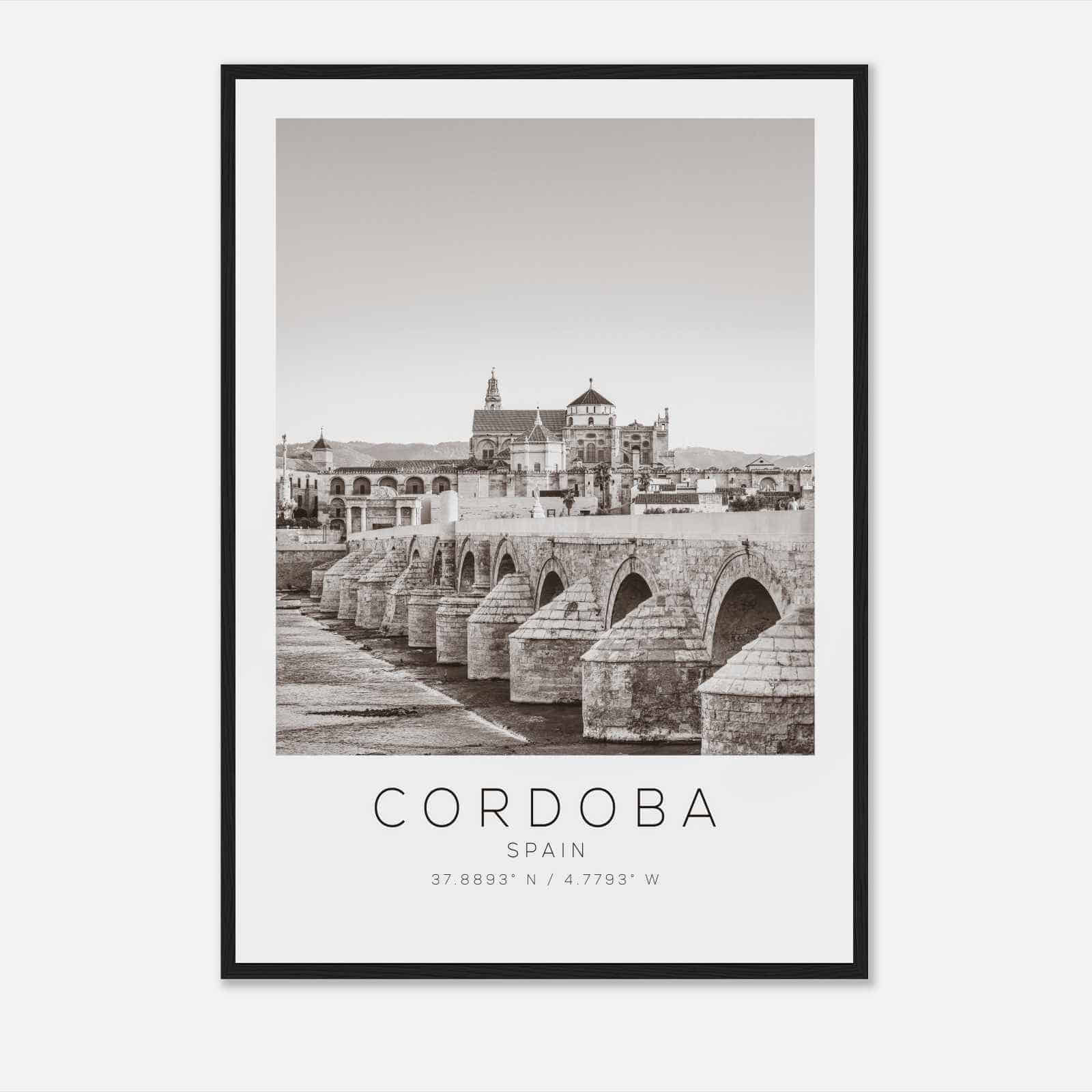 Cordoba Spain Travel Photo Poster BW, Cordoba Travel Print, Minimalist Travel Poster Print