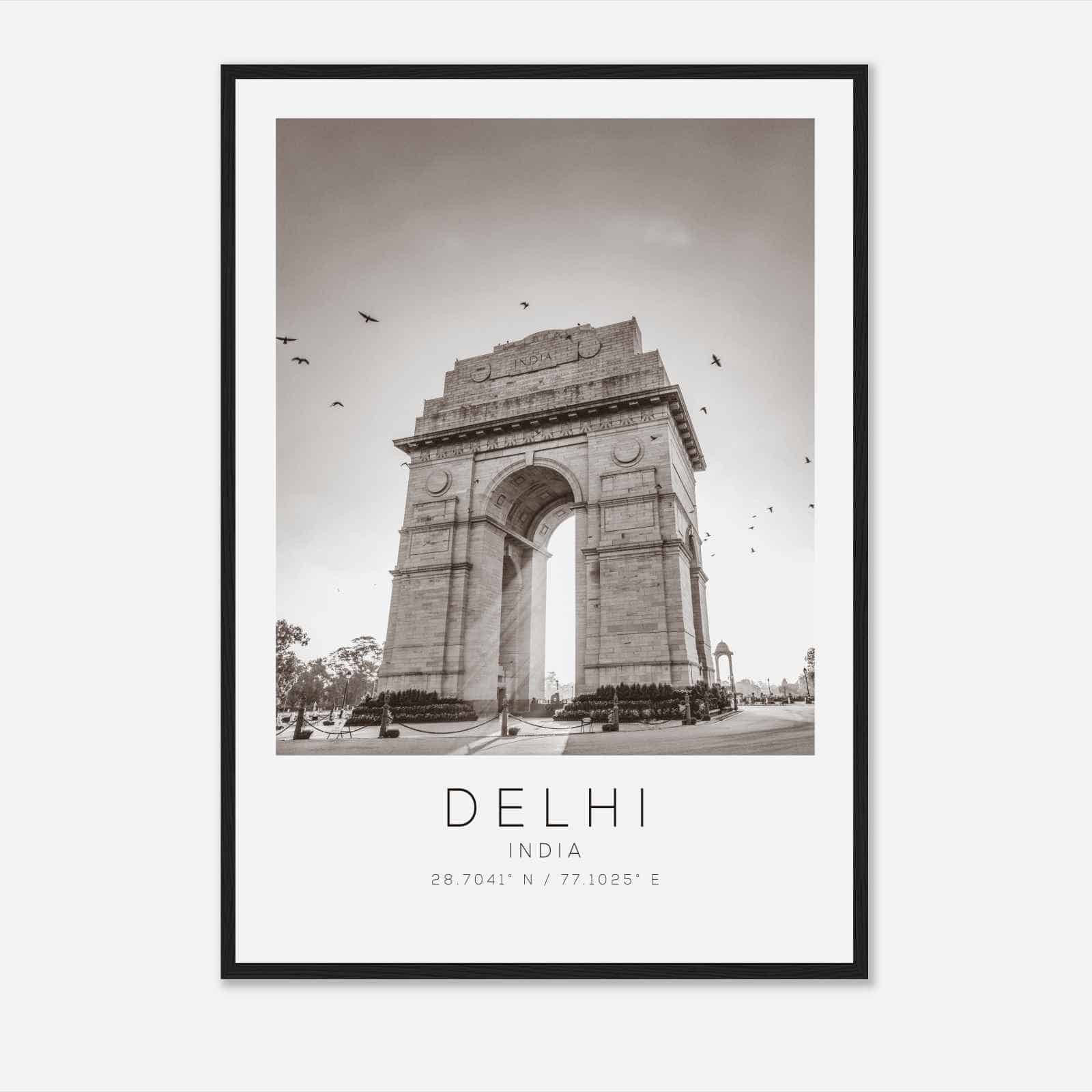 Delhi India Travel Photo Poster BW, Delhi Travel Print, Minimalist Travel Poster Print