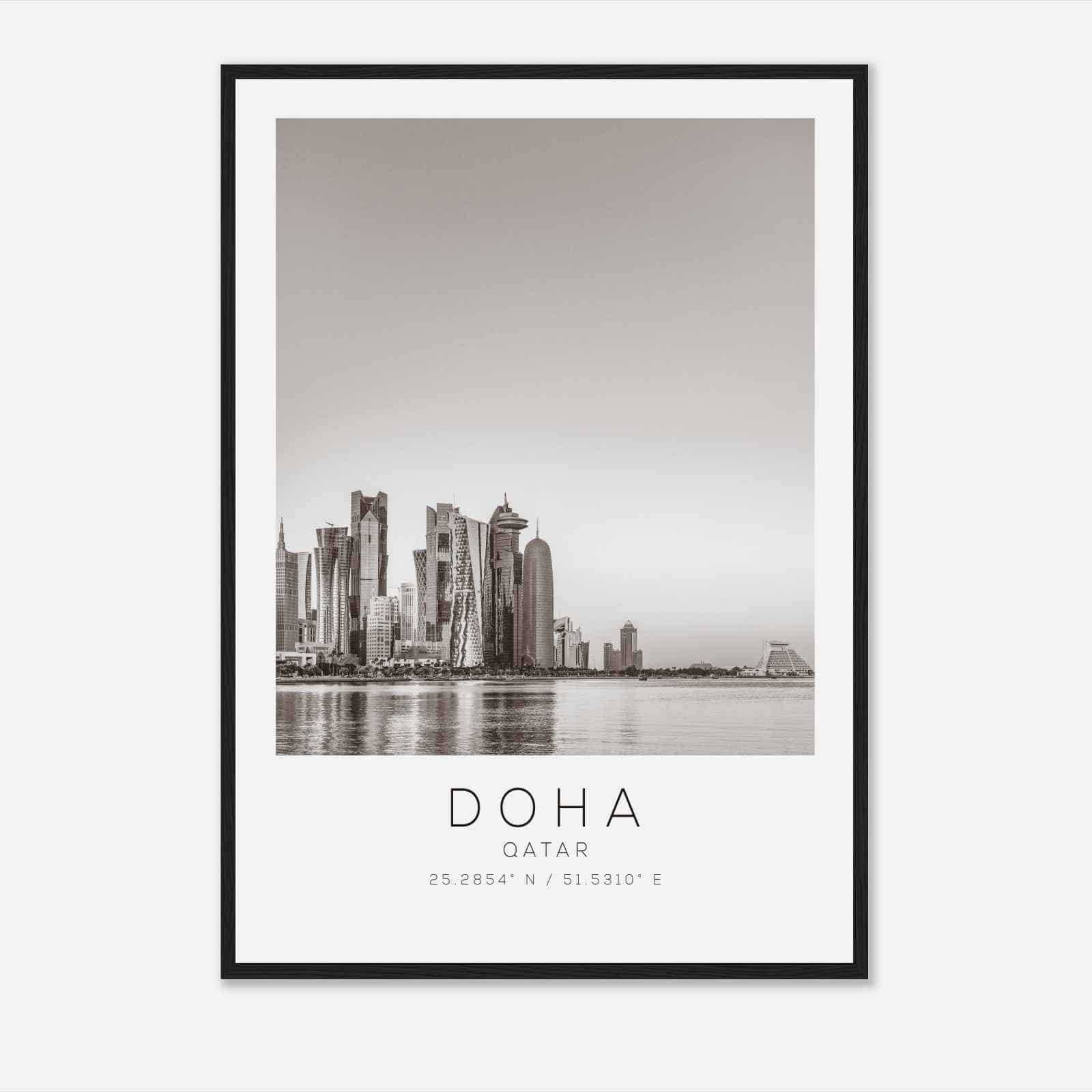 Doha Qatar Travel Photo Poster BW, Doha Travel Print, Minimalist Travel Poster Print DS2
