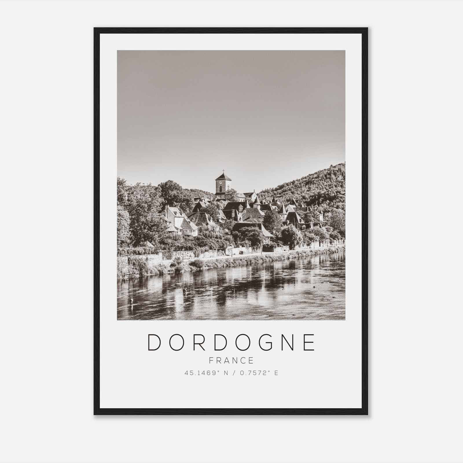 Dordogne France Travel Photo Poster BW, Dordogne Travel Print, Minimalist Travel Poster Print