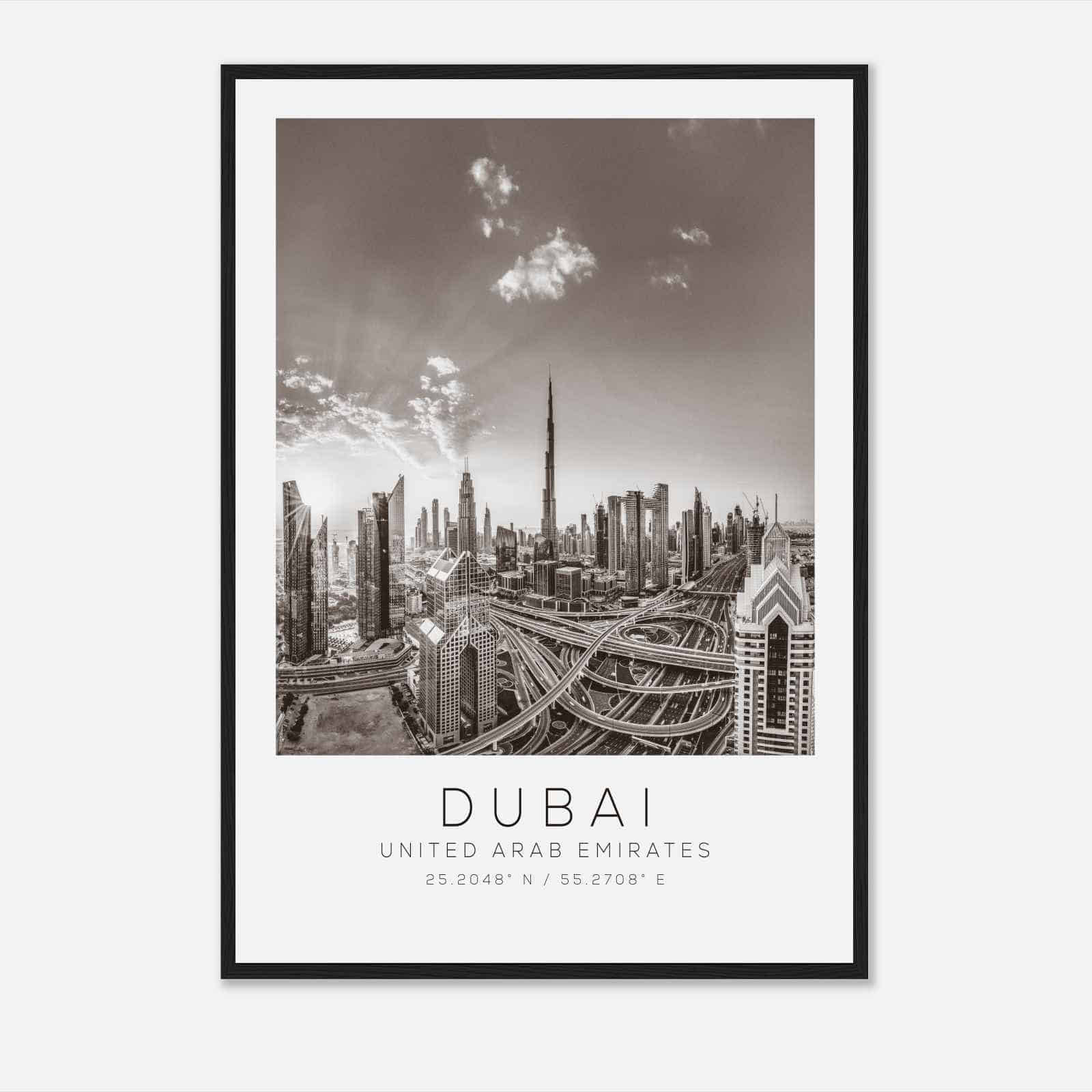 Dubai United Arab Emirates Travel Photo Poster BW, Dubai Travel Print, Minimalist Travel Poster Print