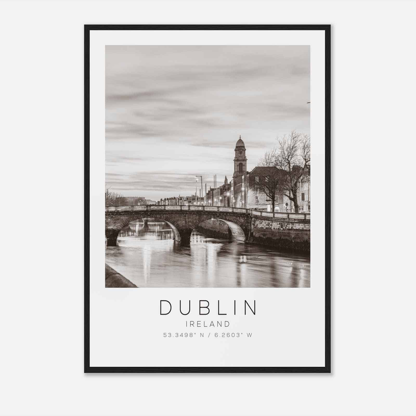 Dublin Ireland Travel Photo Poster BW, Dublin Travel Print, Minimalist Travel Poster Print DS2