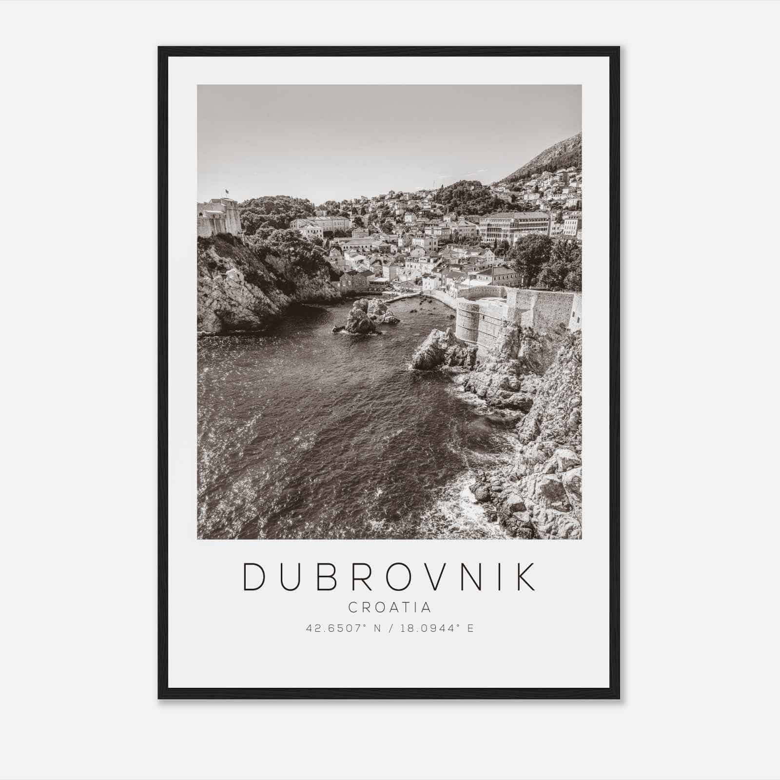 Dubrovnik Croatia Travel Photo Poster BW, Dubrovnik Travel Print, Minimalist Travel Poster Print DS2
