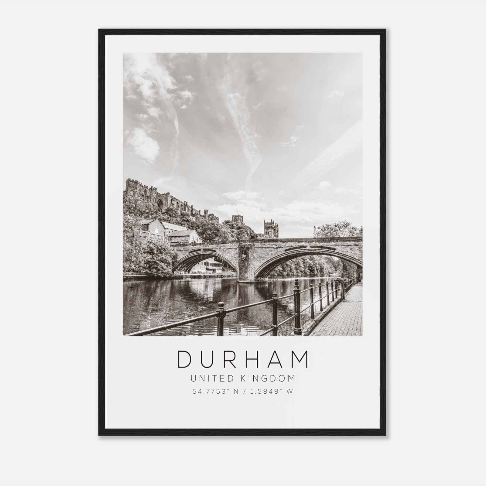 Durham United Kingdom Travel Photo Poster BW, Durham Travel Print, Minimalist Travel Poster Print
