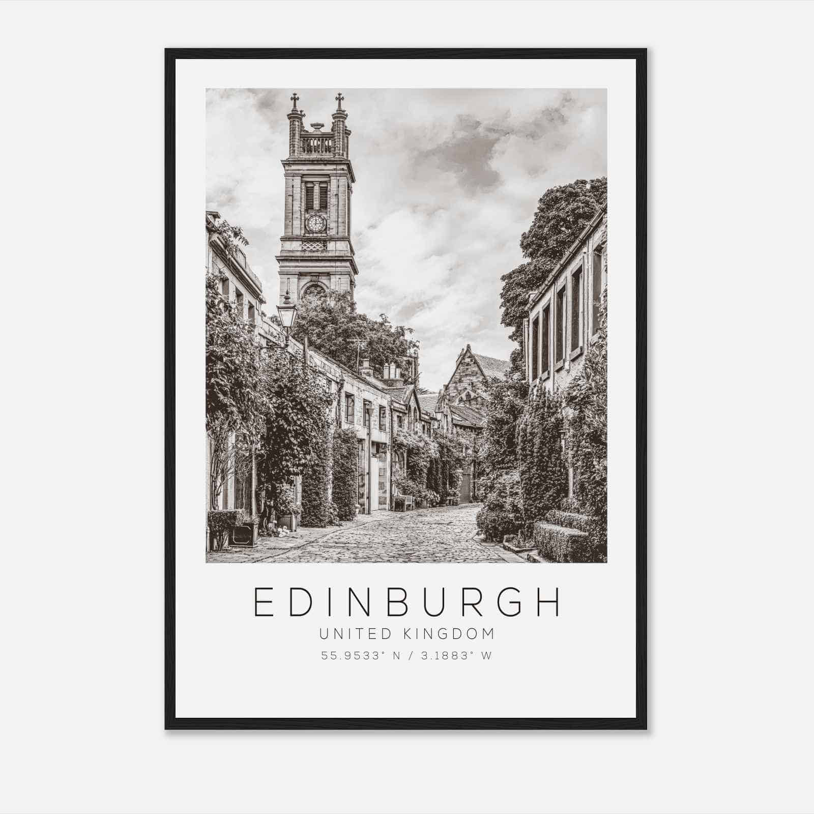 Edinburgh United Kingdom Travel Photo Poster BW, Edinburgh Travel Print, Minimalist Travel Poster Print