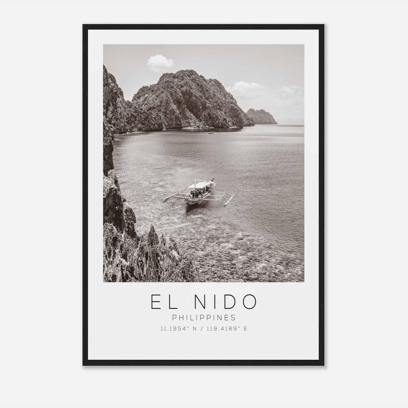 El Nido Philippines Travel Photo Poster BW, El Nido Travel Print, Minimalist Travel Poster Print