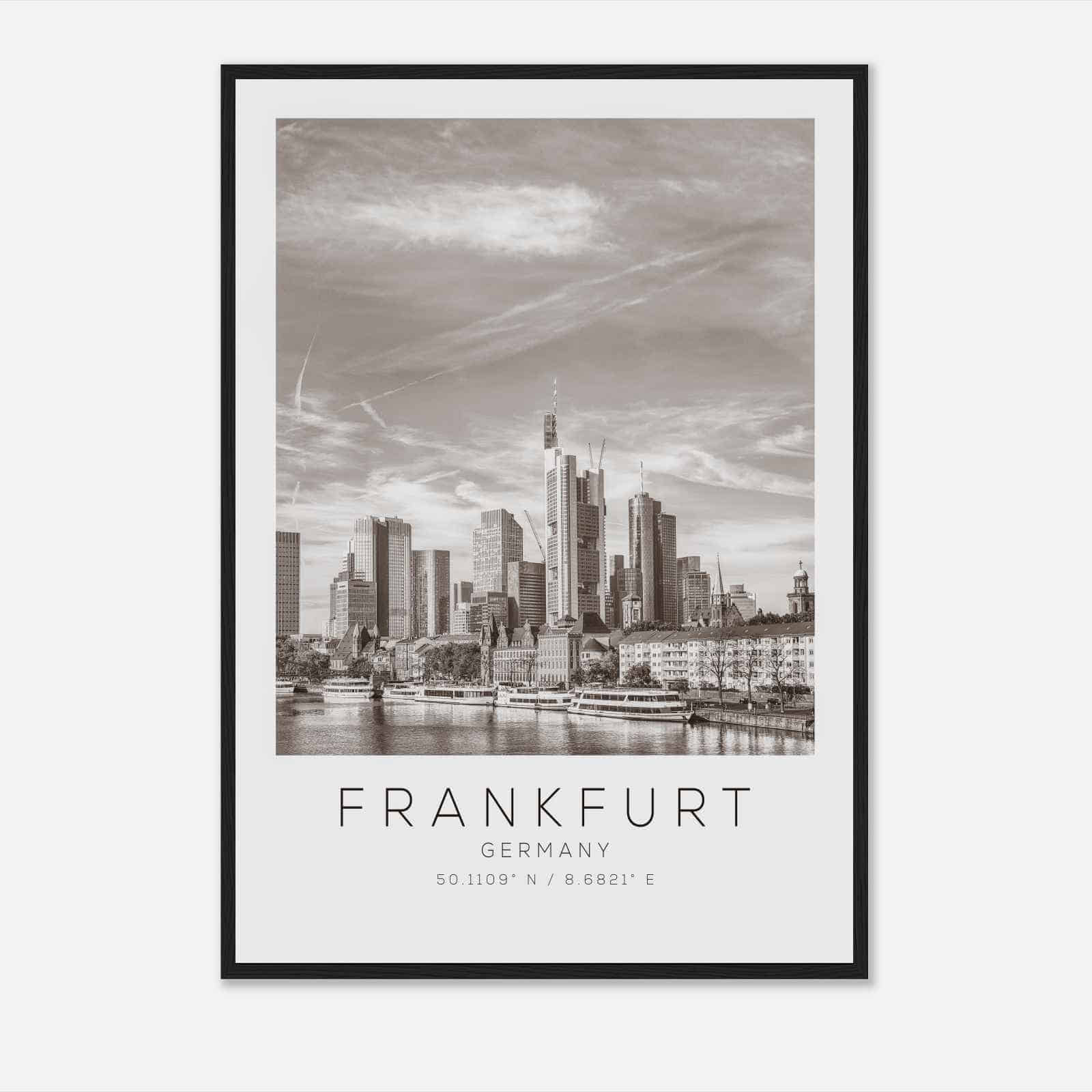 Frankfurt Germany Travel Photo Poster BW, Frankfurt Travel Print, Minimalist Travel Poster Print DS2