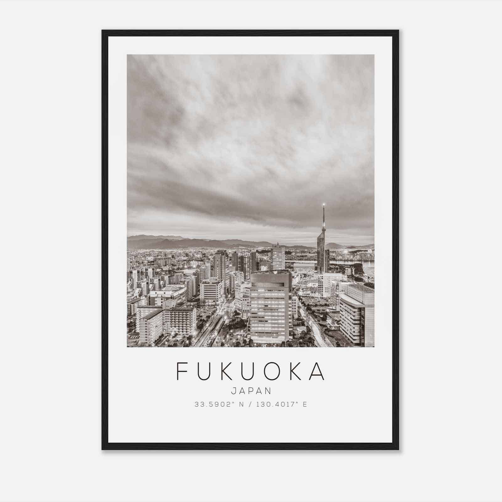 Fukuoka Japan Travel Photo Poster BW, Fukuoka Travel Print, Minimalist Travel Poster Print