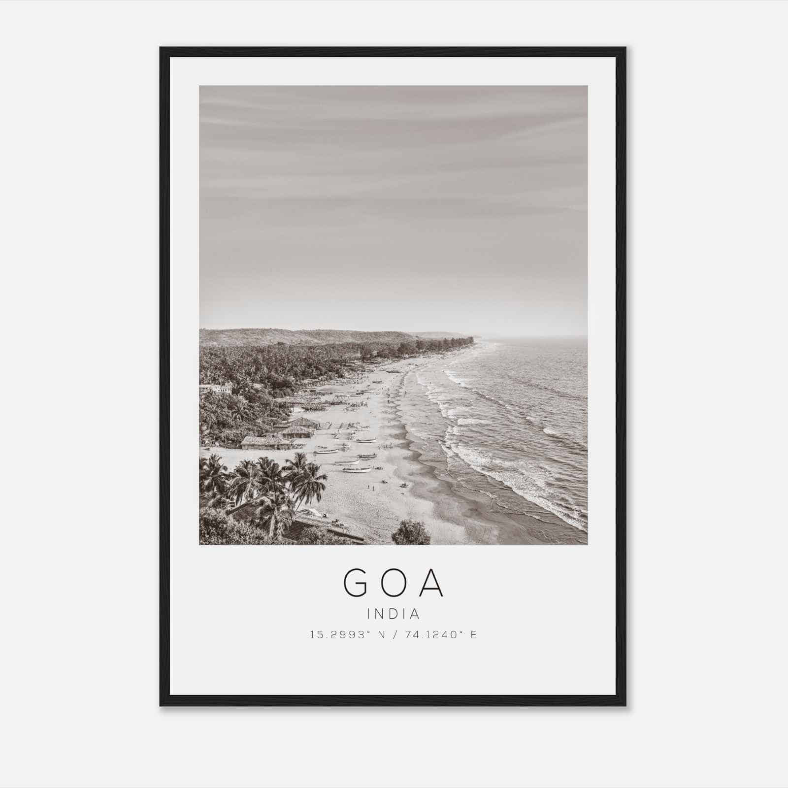 Goa India Travel Photo Poster BW, Goa Travel Print, Minimalist Travel Poster Print