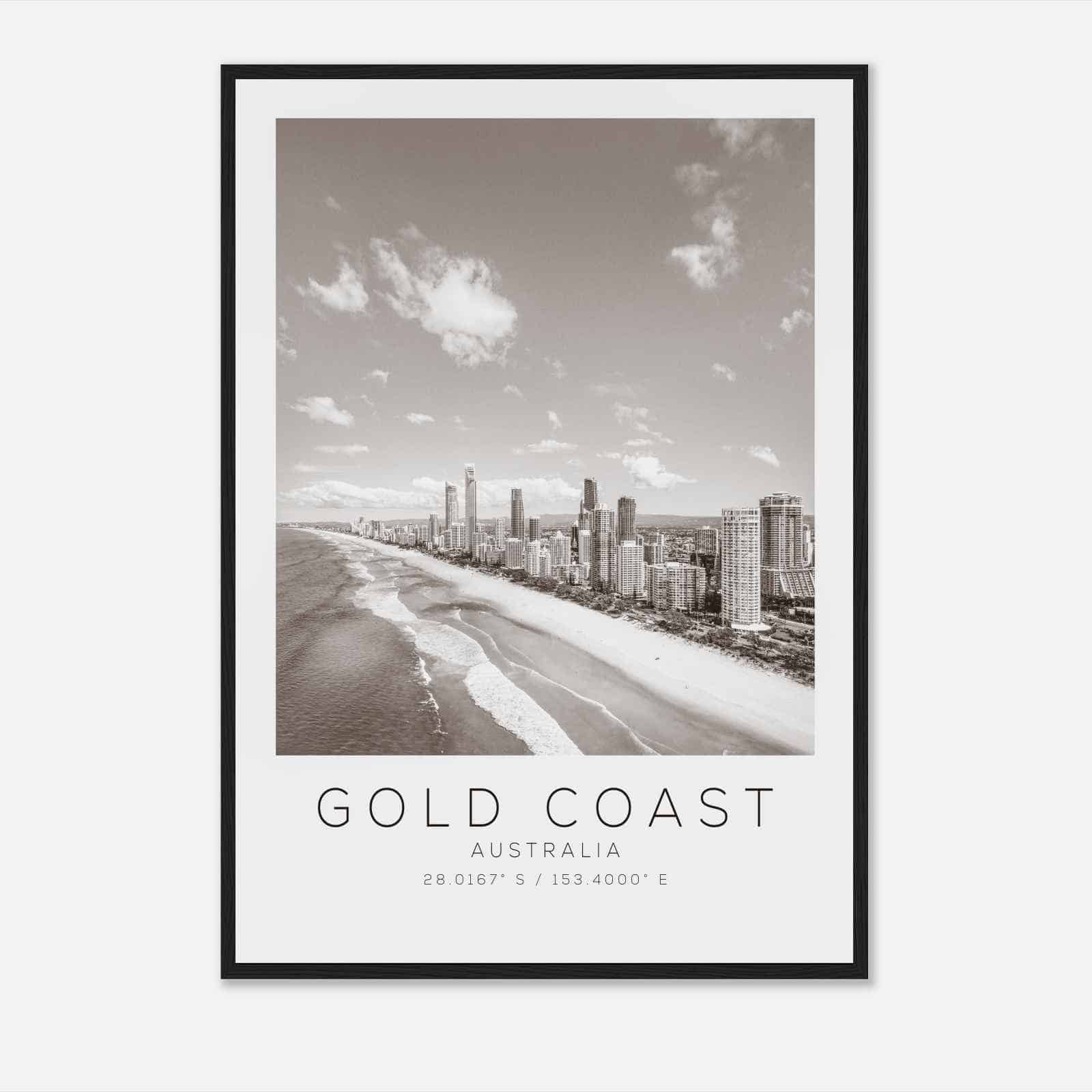 GOLD COAST Australia Travel Photo Poster BW, GOLD COAST Travel Print, Minimalist Travel Poster Print
