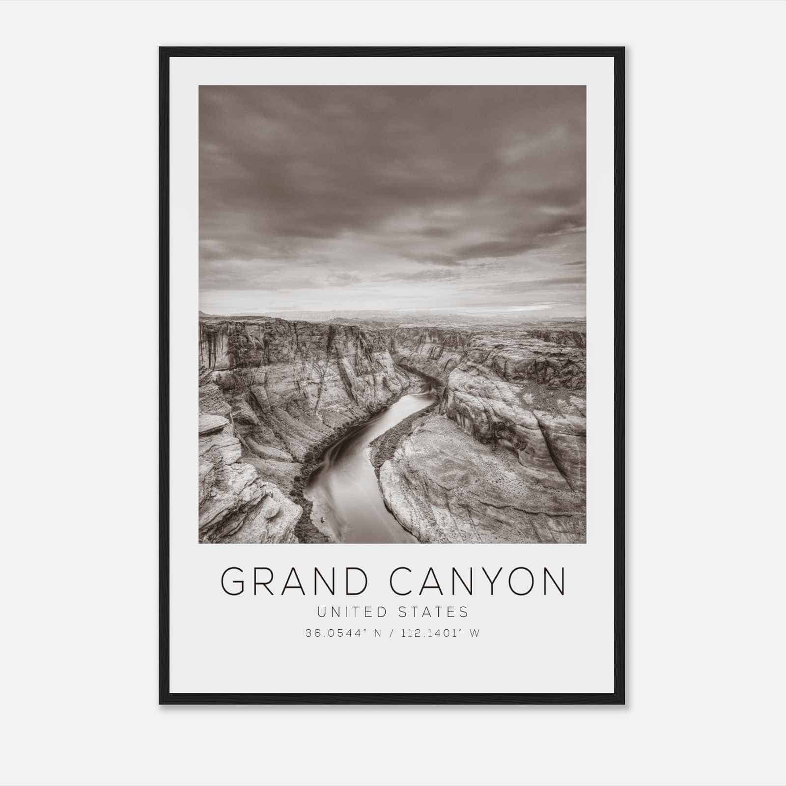 Grand Canyon United States Travel Photo Poster BW, Grand Canyon Travel Print, Minimalist Travel Poster Print