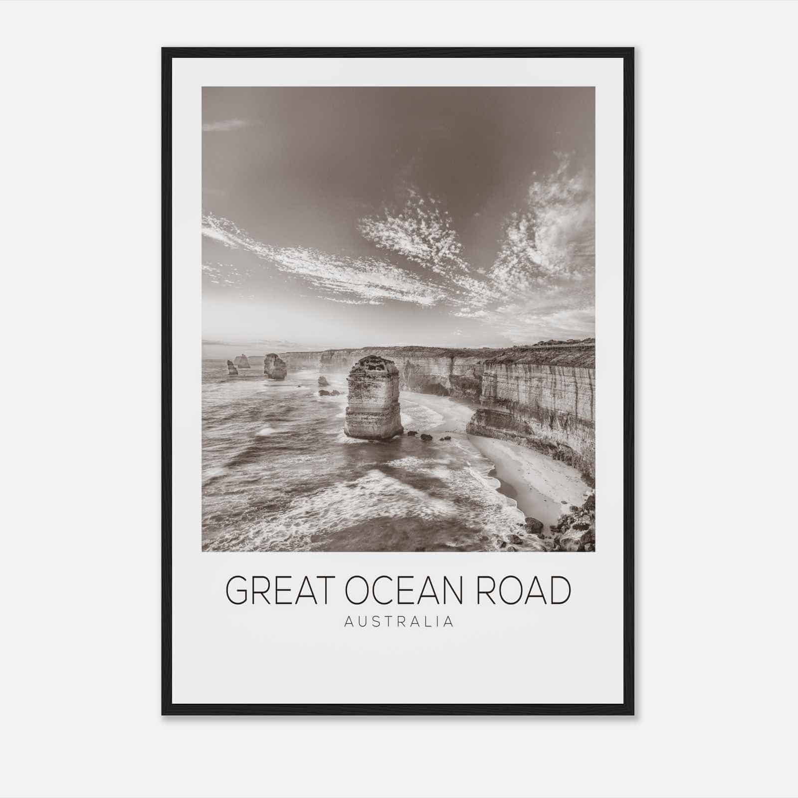 Great Ocean Road Australia Travel Photo Poster BW, Great Ocean Road Travel Print, Minimalist Travel Poster Print