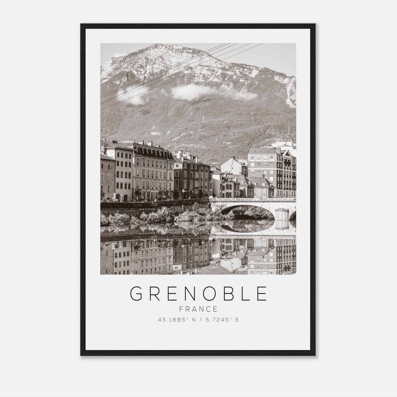GRENOBLE France Travel Photo Poster BW, GRENOBLE Travel Print, Minimalist Travel Poster Print