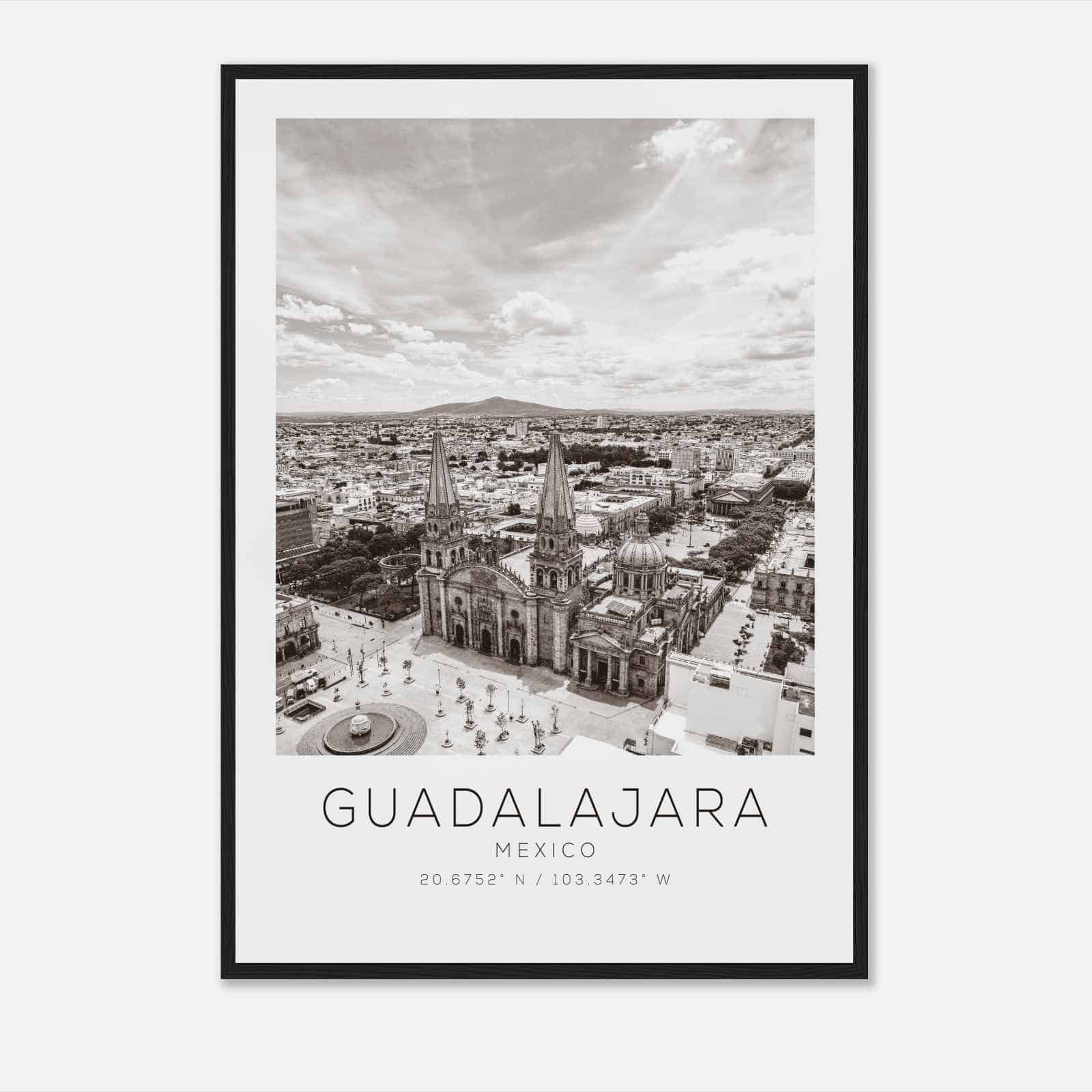 Guadalajara Mexico Travel Photo Poster BW, Guadalajara Travel Print, Minimalist Travel Poster Print