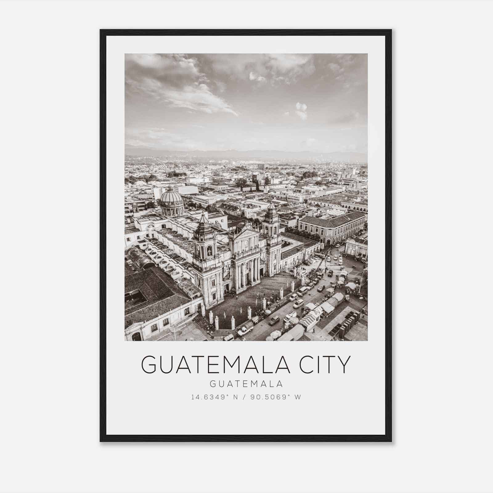 Guatemala City Guatemala Travel Photo Poster BW, Guatemala City Travel Print, Minimalist Travel Poster Print