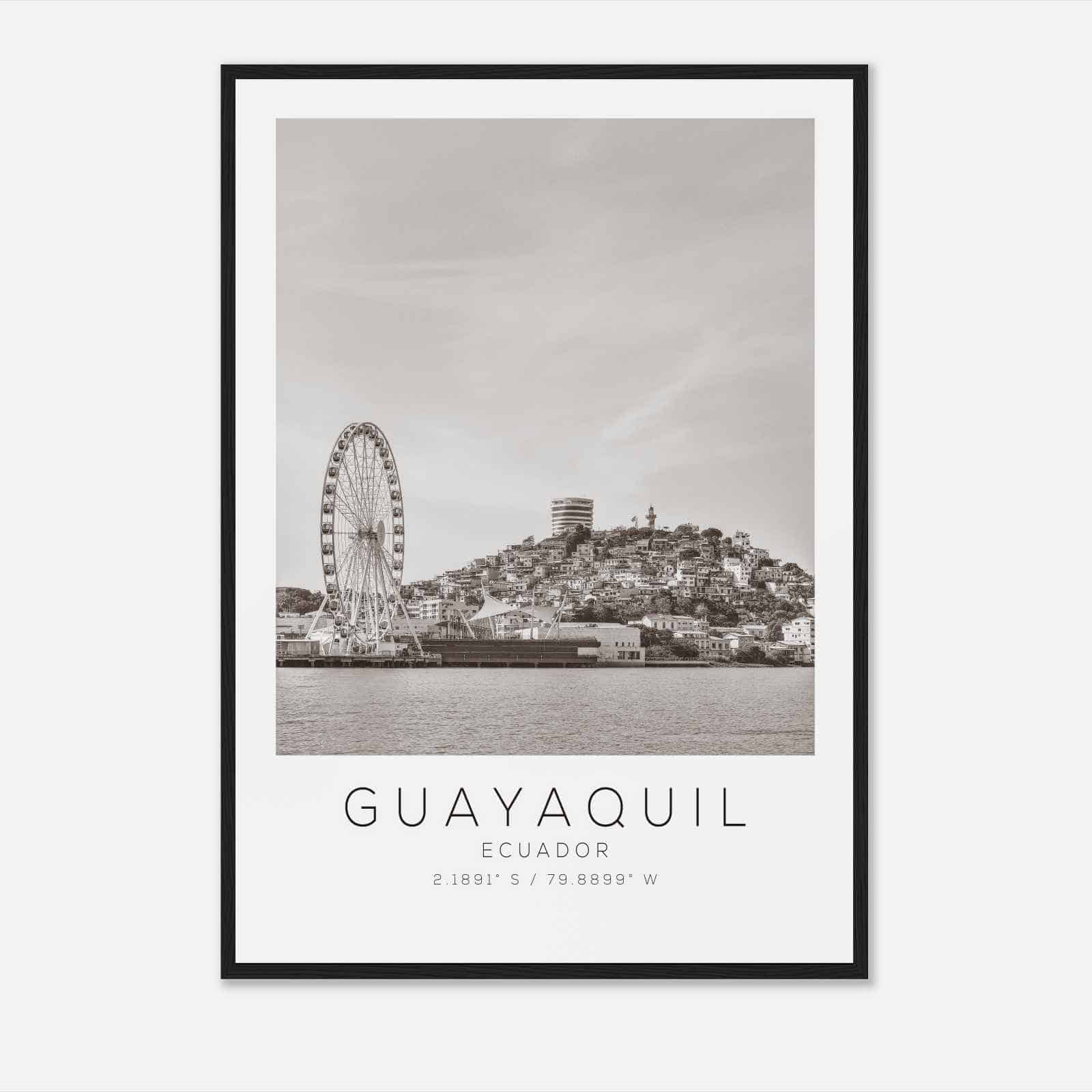 Guayaquil Ecuador Travel Photo Poster BW, Guayaquil Travel Print, Minimalist Travel Poster Print