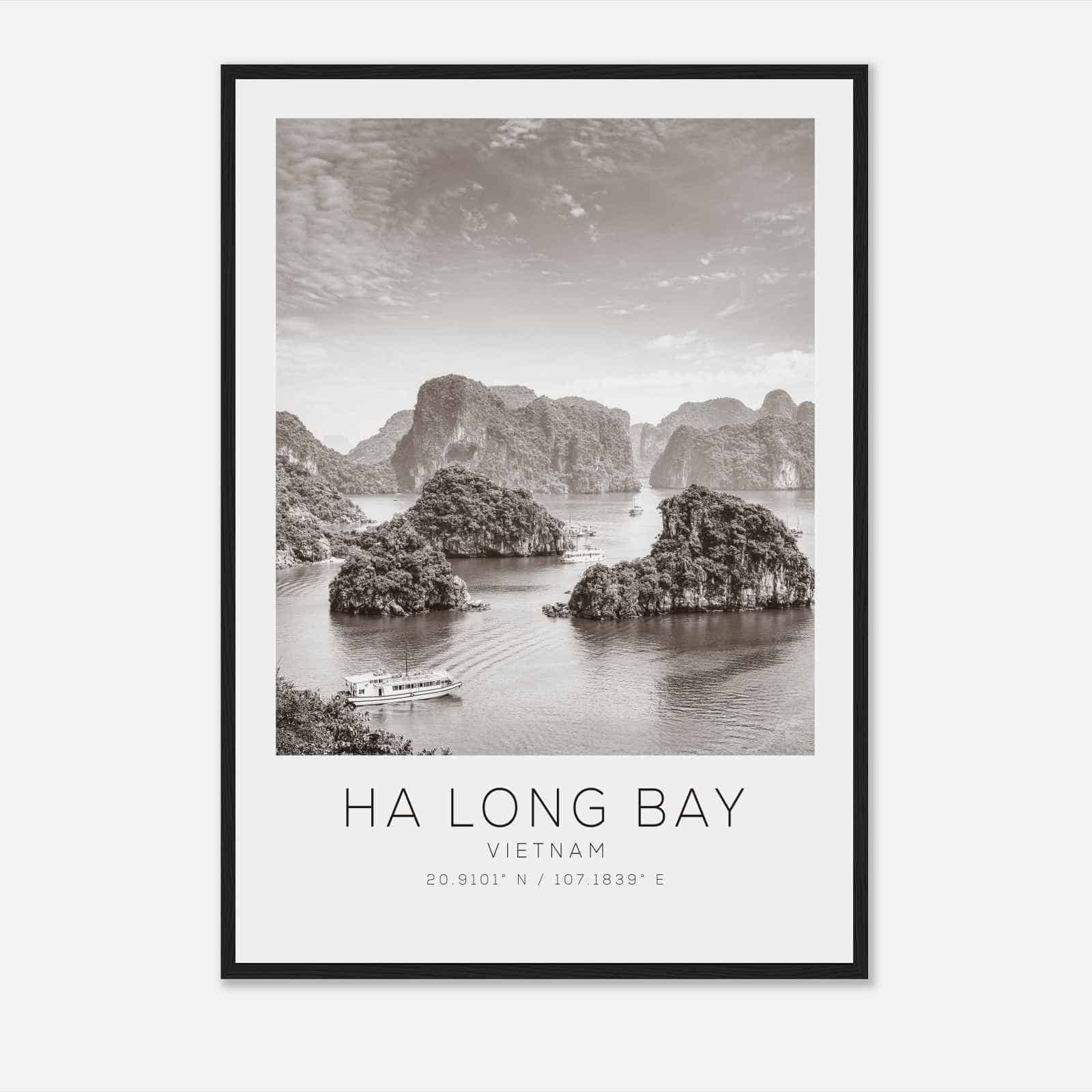 Ha Long Bay Vietnam Travel Photo Poster BW, Ha Long Bay Travel Print, Minimalist Travel Poster Print DS2