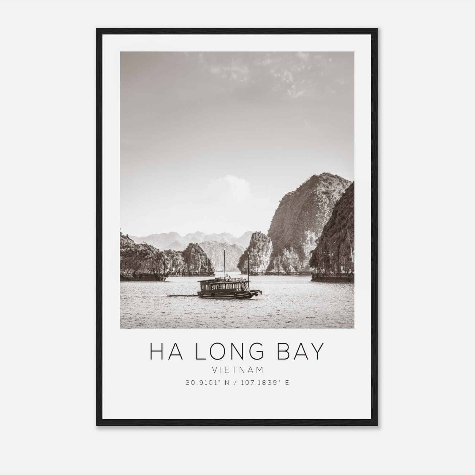 Ha Long Bay Vietnam Travel Photo Poster BW, Ha Long Bay Travel Print, Minimalist Travel Poster Print